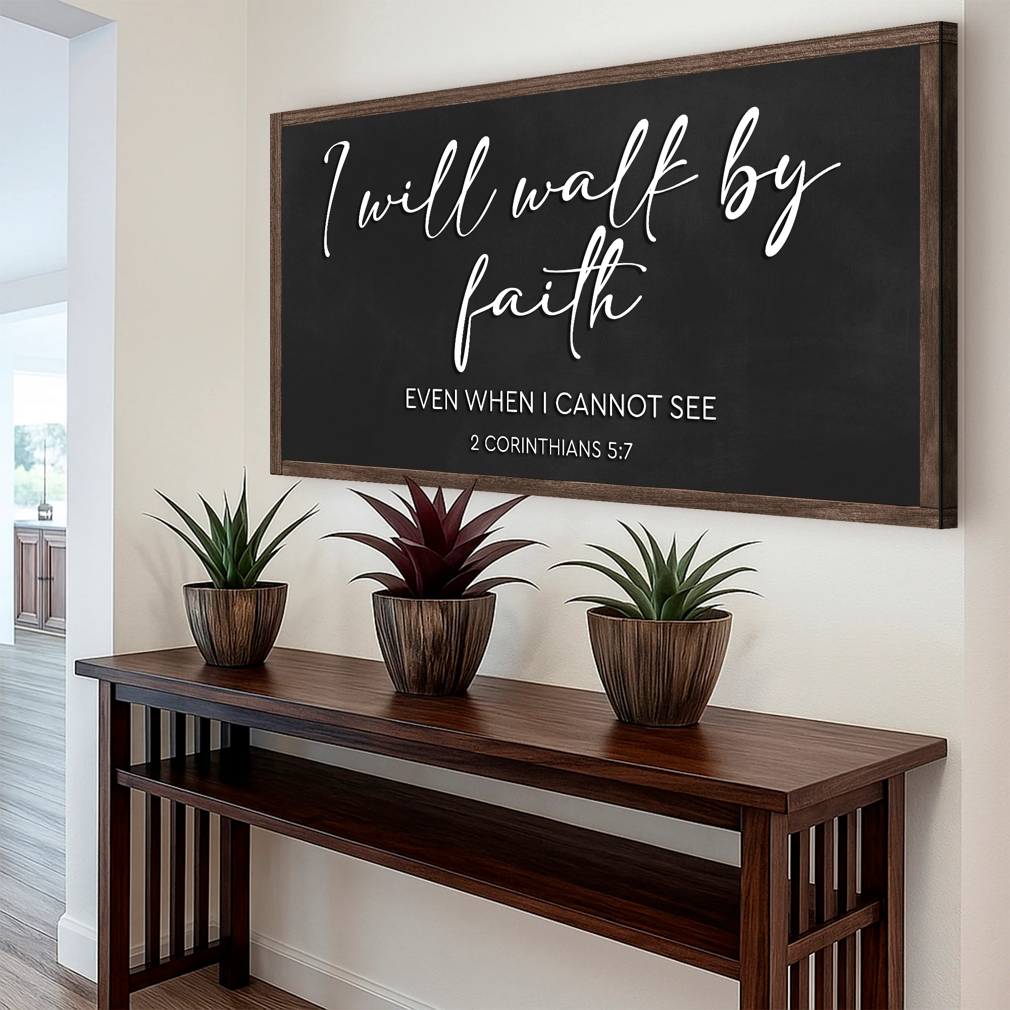 2 Corinthians 5:7 - For We Walk By Faith Rusic Wood Faith Sign - Image 2