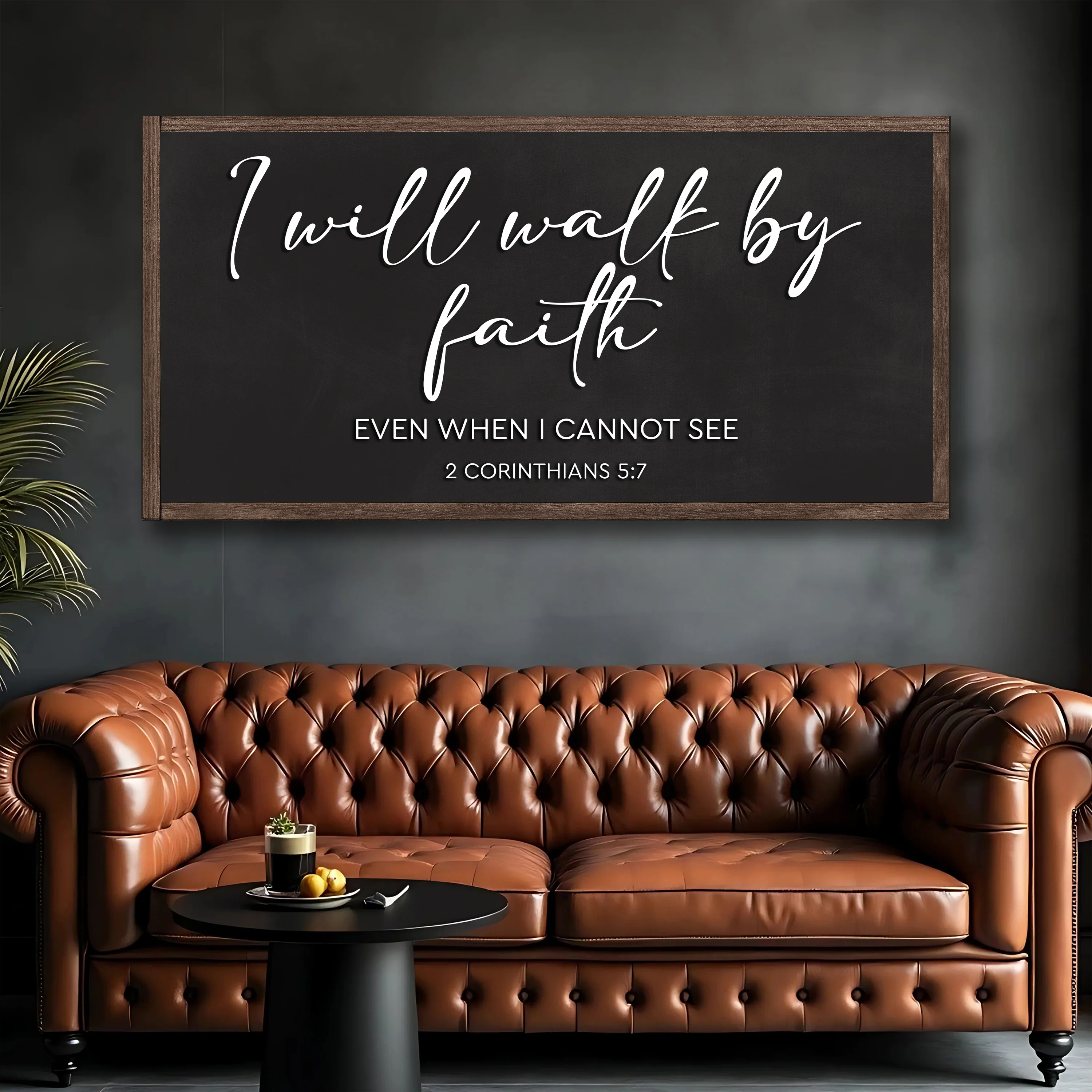 2 Corinthians 5:7 - For We Walk By Faith Rusic Wood Faith Sign - Image 3