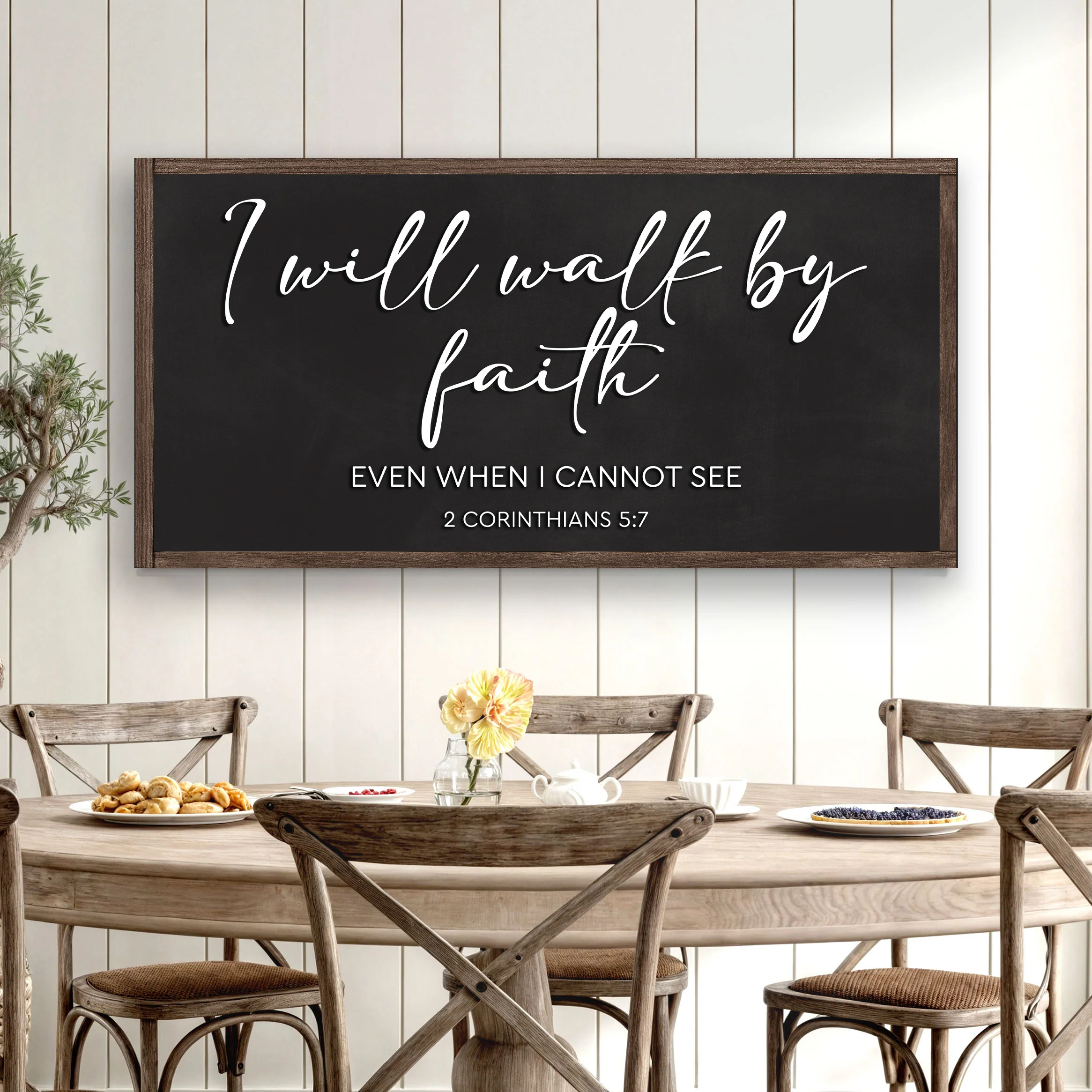 2 Corinthians 5:7 - For We Walk By Faith Rusic Wood Faith Sign - Image 4