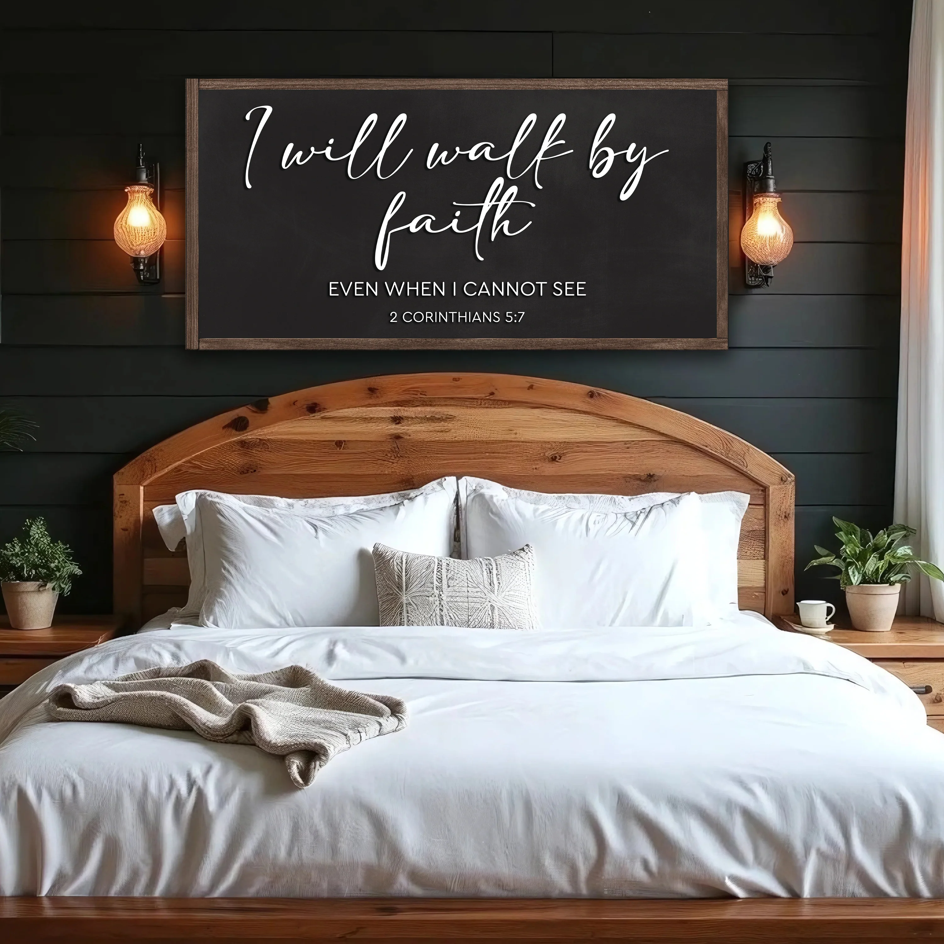 2 Corinthians 5:7 - For We Walk By Faith Rusic Wood Faith Sign - Image 5