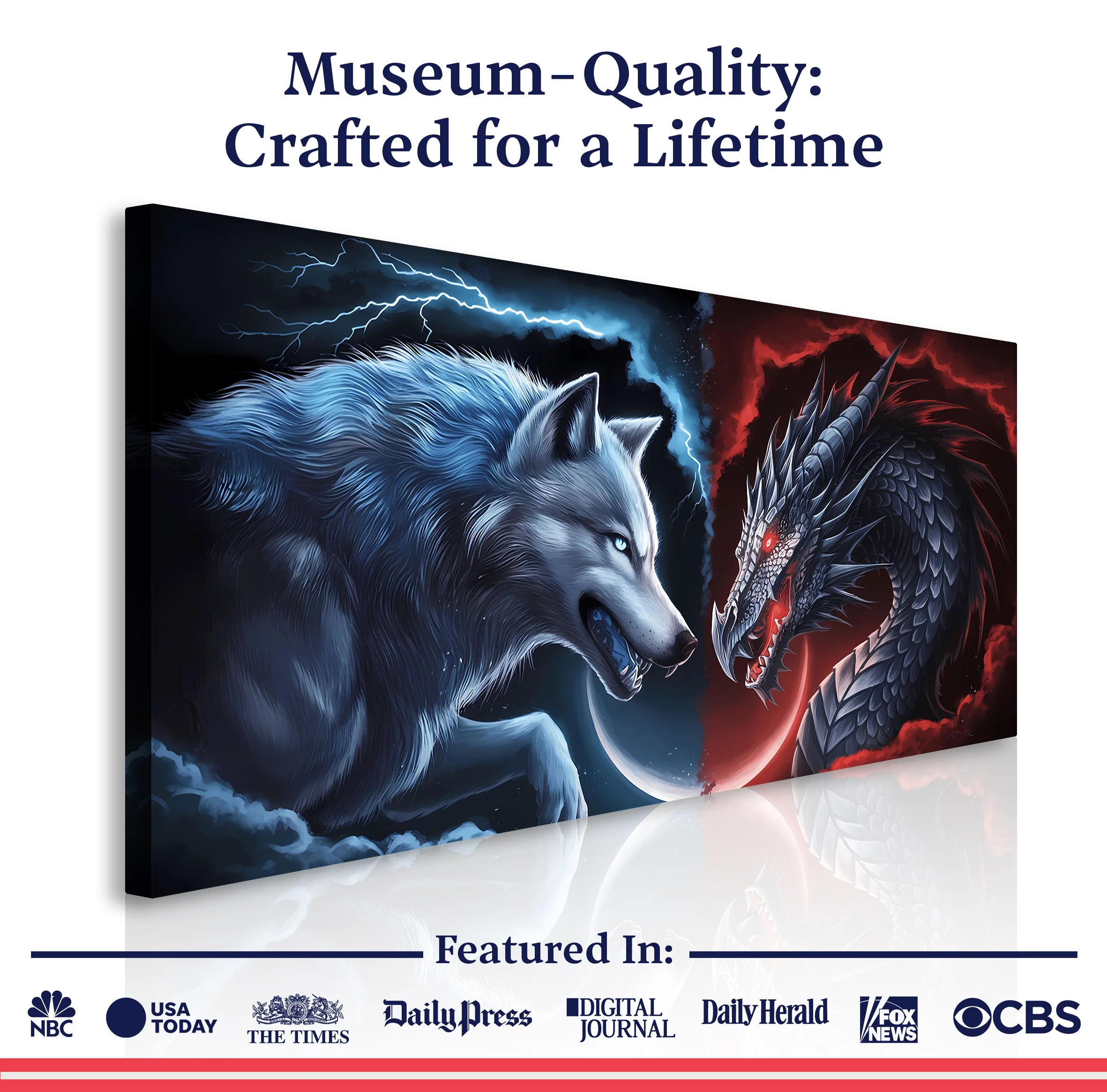 3D Dragon and Wolf Wall Art - Image 5