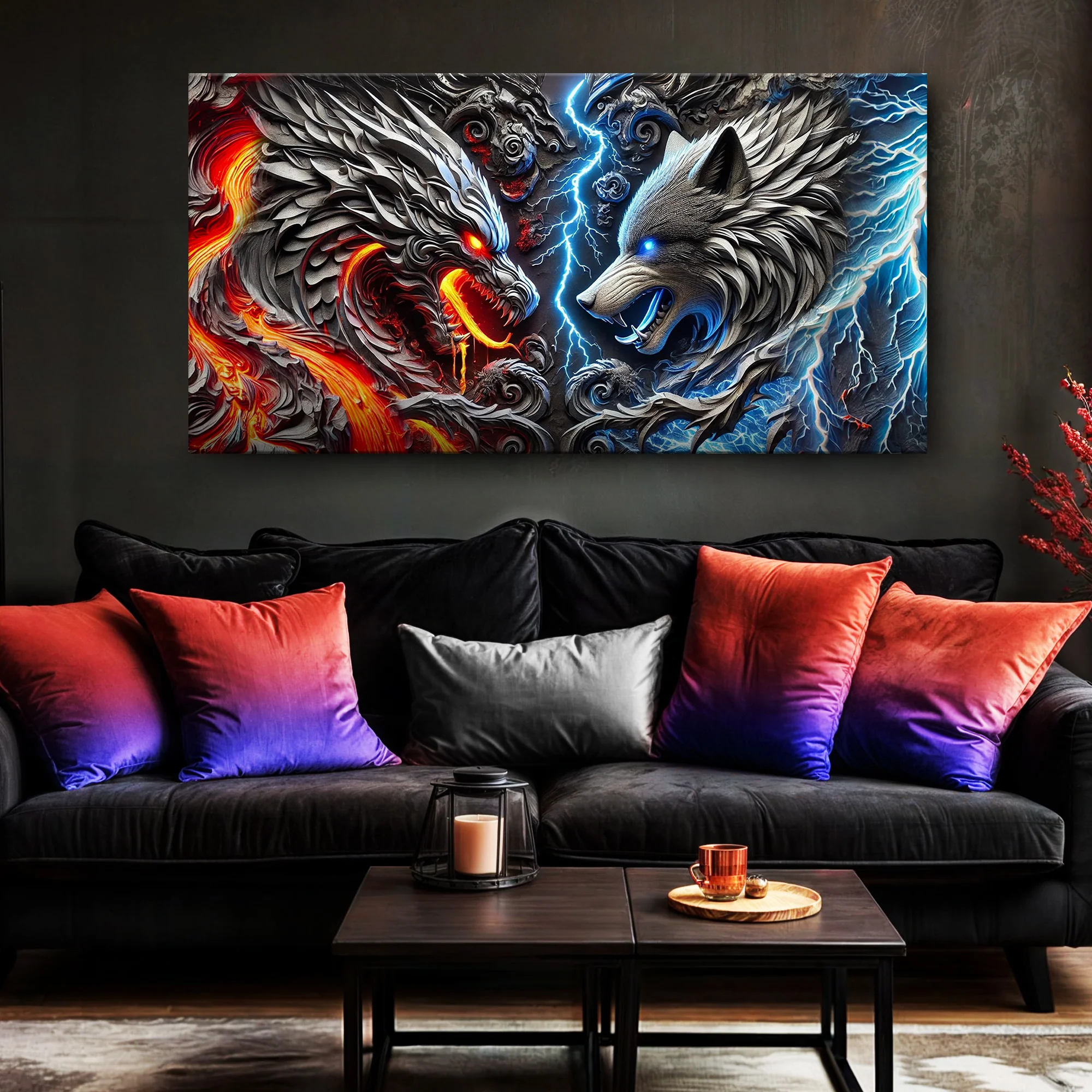 3D Dragon and Wolf Wall Art IV - Image 2