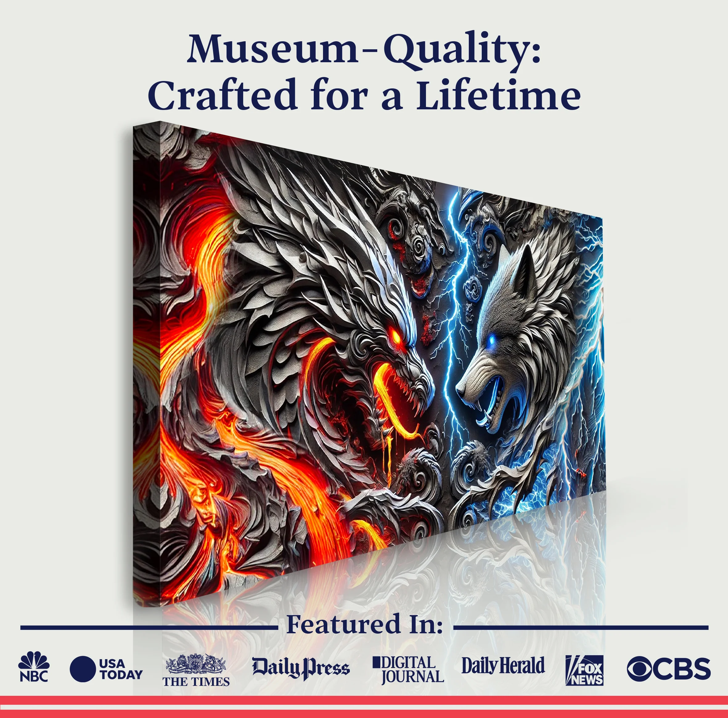 3D Dragon and Wolf Wall Art IV - Image 6