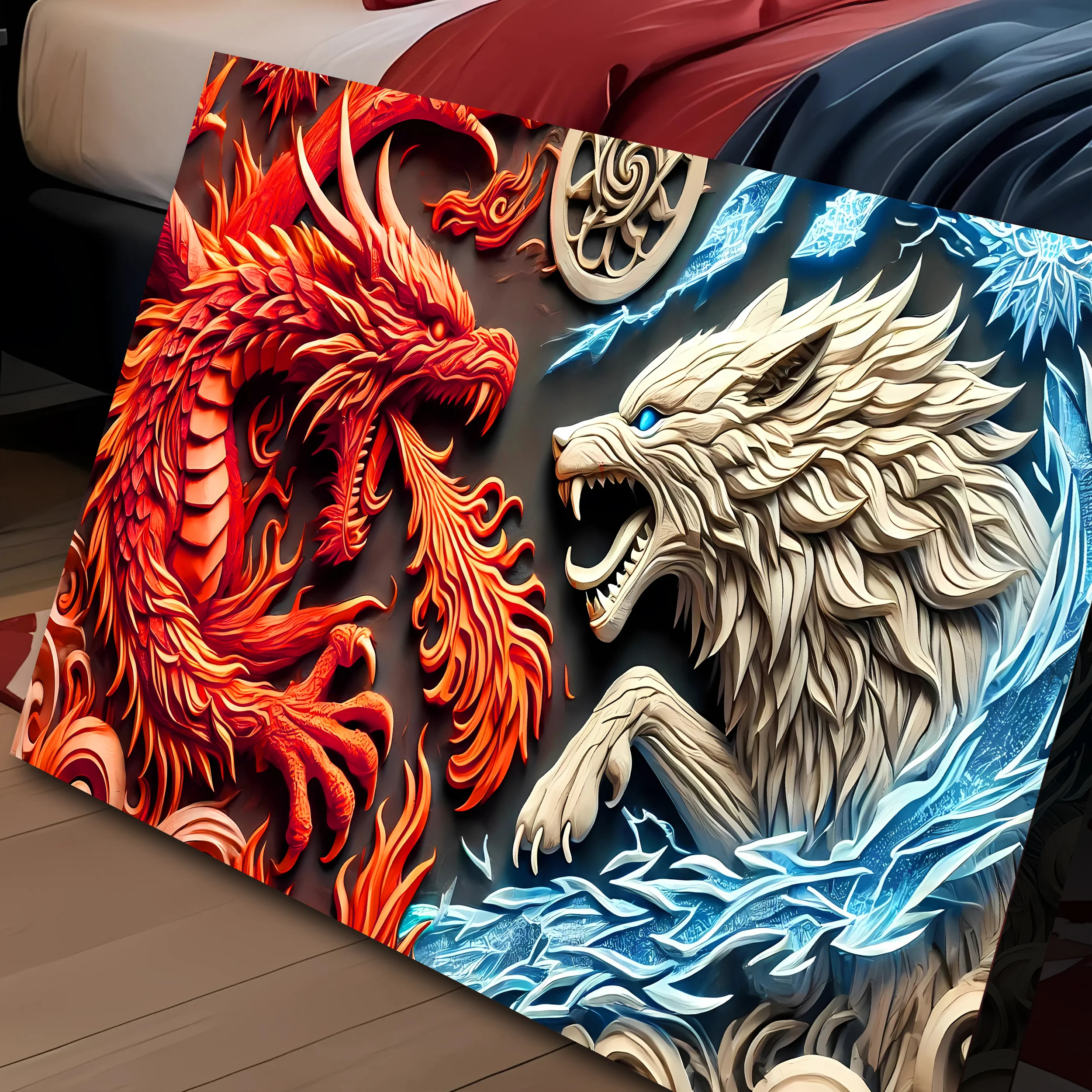 3D Dragon and Wolf Wall Art V - Image 5