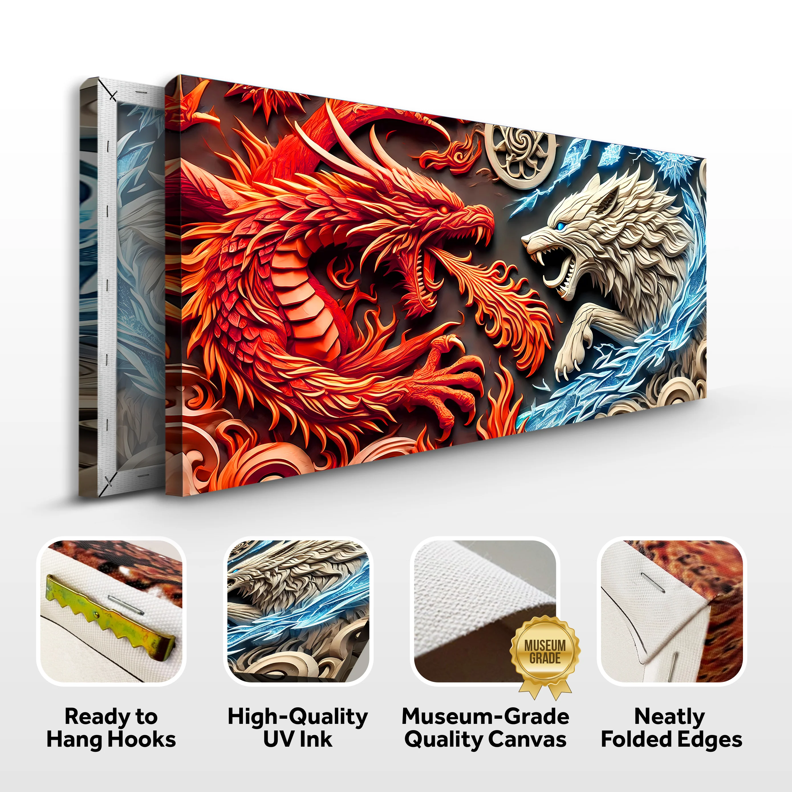 3D Dragon and Wolf Wall Art V - Image 8