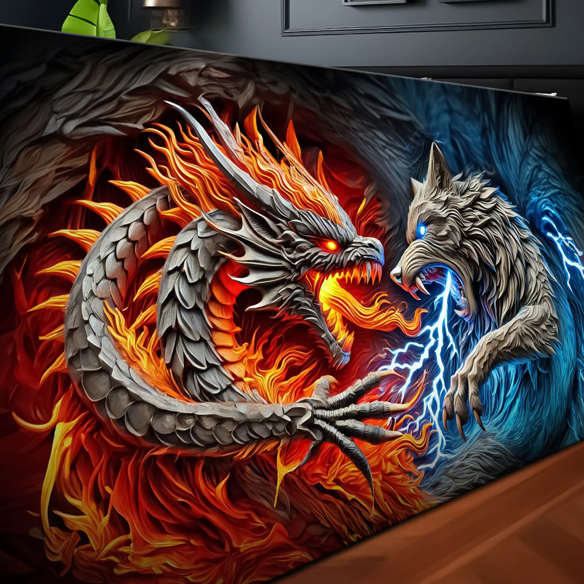 3D Dragon and Wolf Wall Art II - Image 5