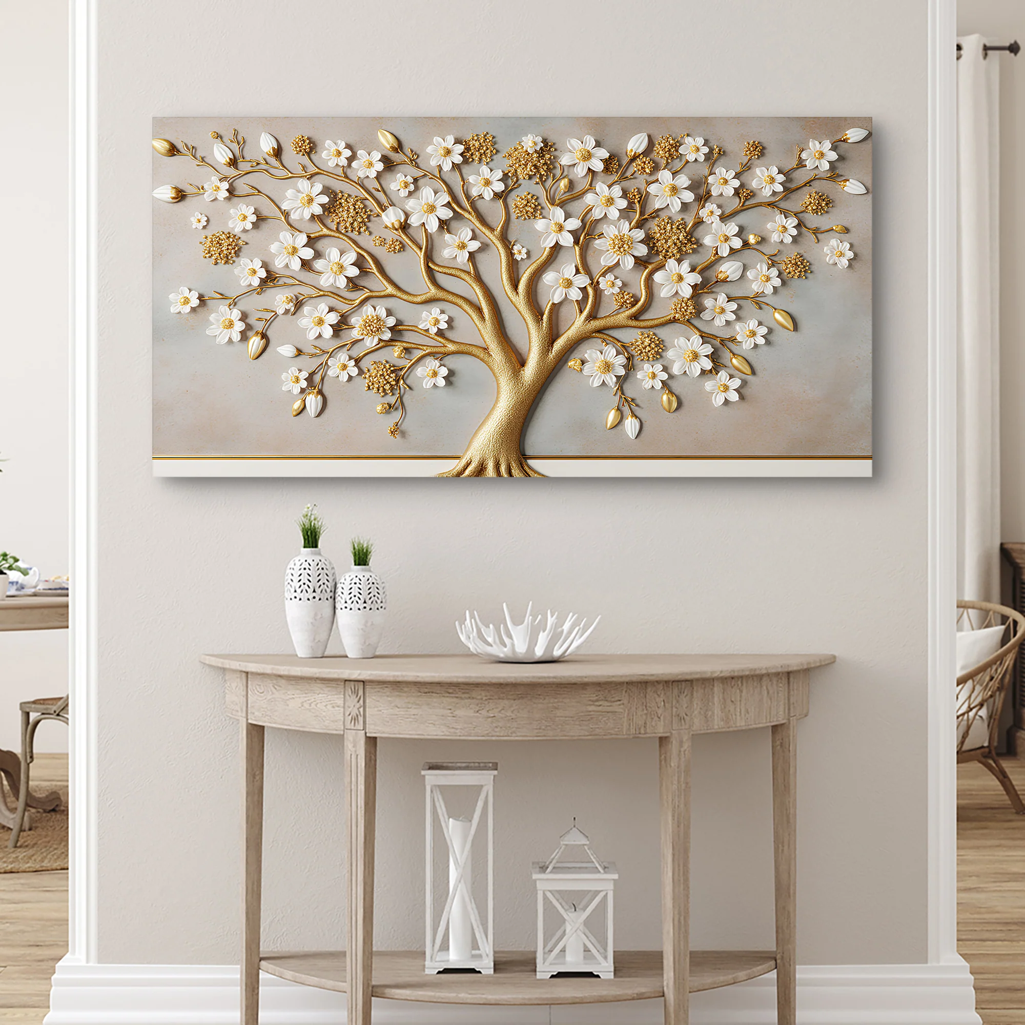 3D White And Gold Tree of Life Wall Art - Image 3