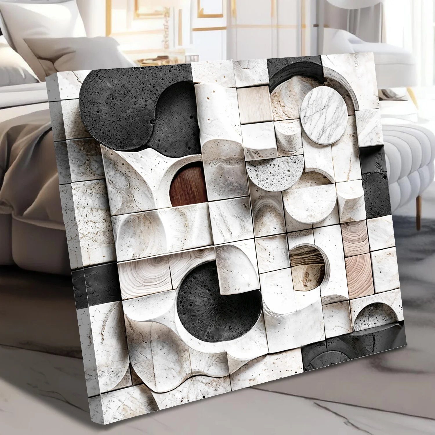 Abstract Black & White Wall Sculpture Wall Art - Image 3