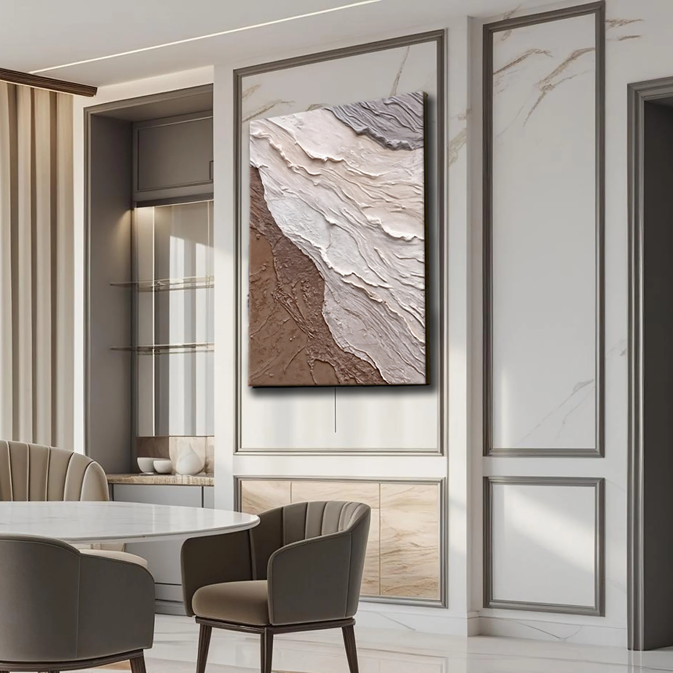 Abstract Earthy Waves Wall Art - Image 2