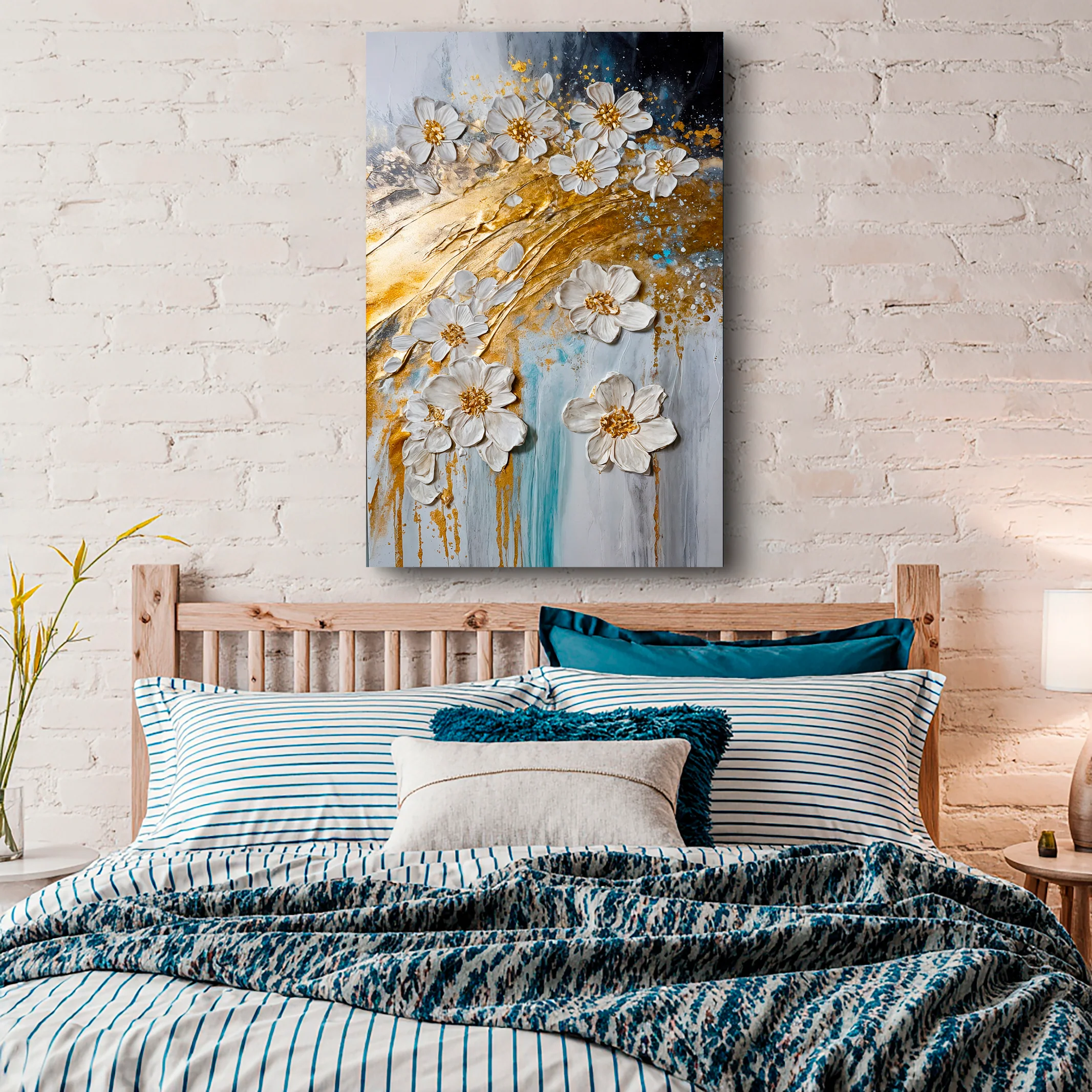 Abstract Gold Floral Wall Art - Image 3