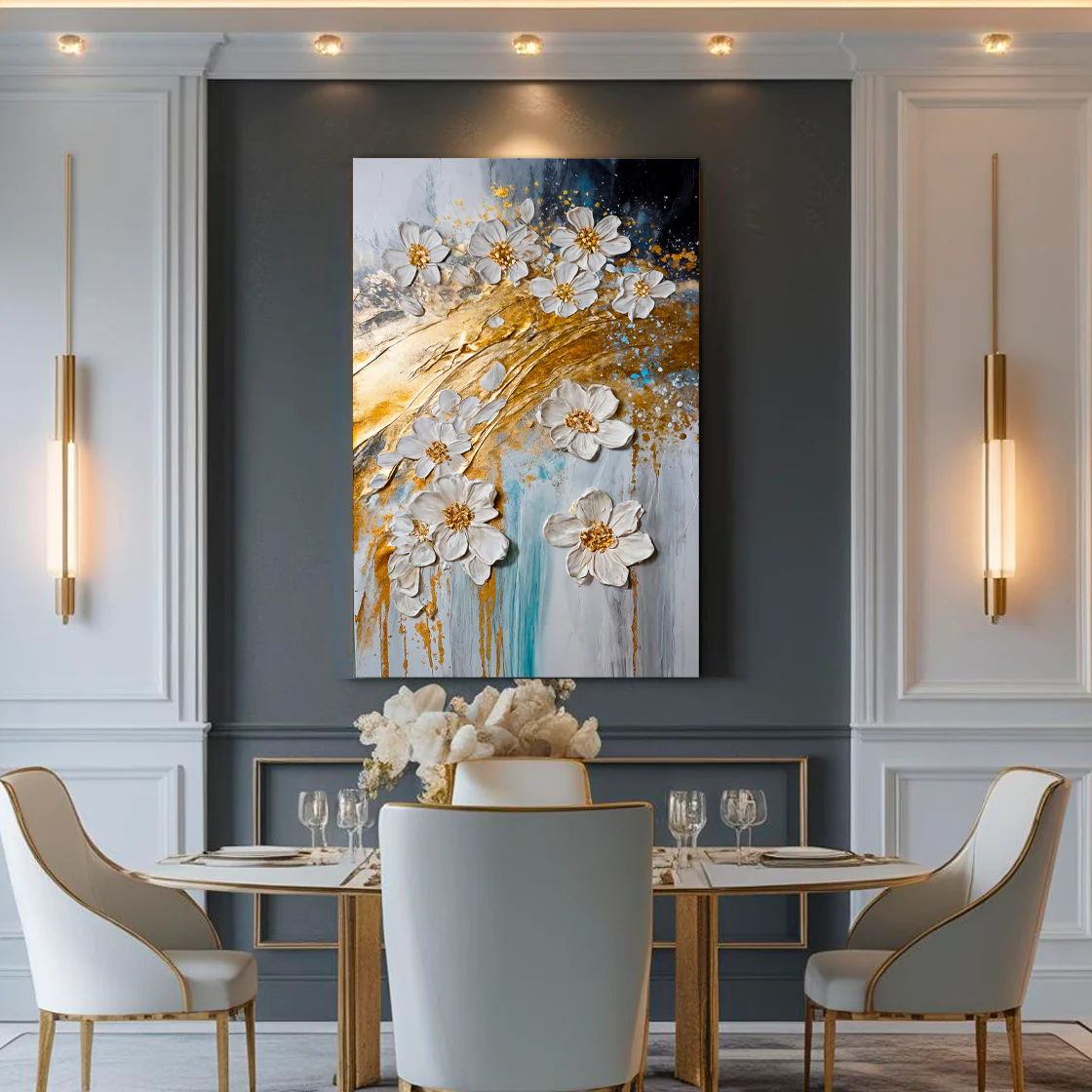 Abstract Gold Floral Wall Art - Image 4