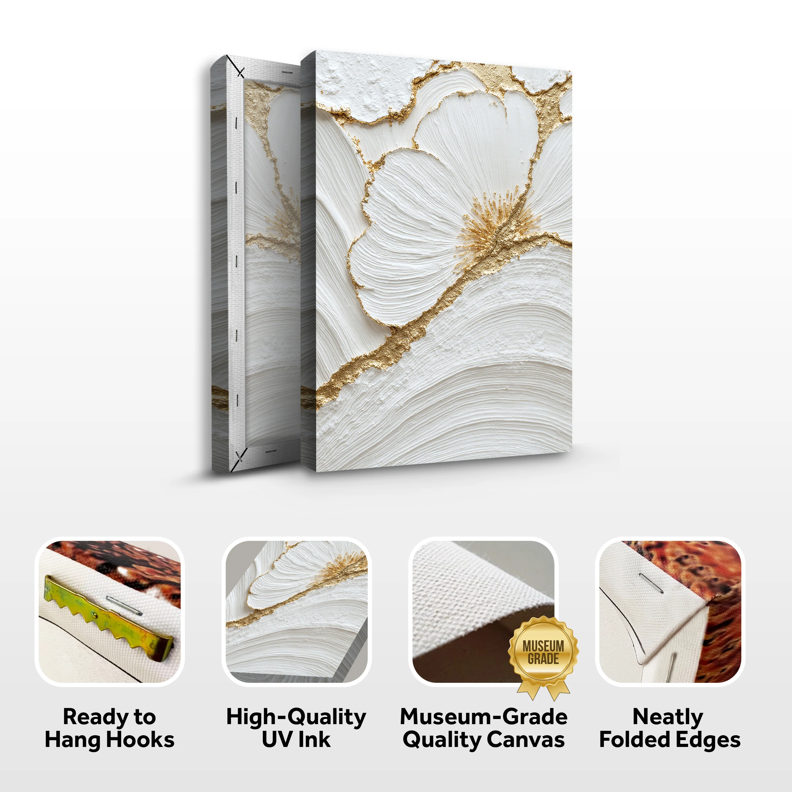 Abstract Golden Floral Patterns Wall Art - Image 8