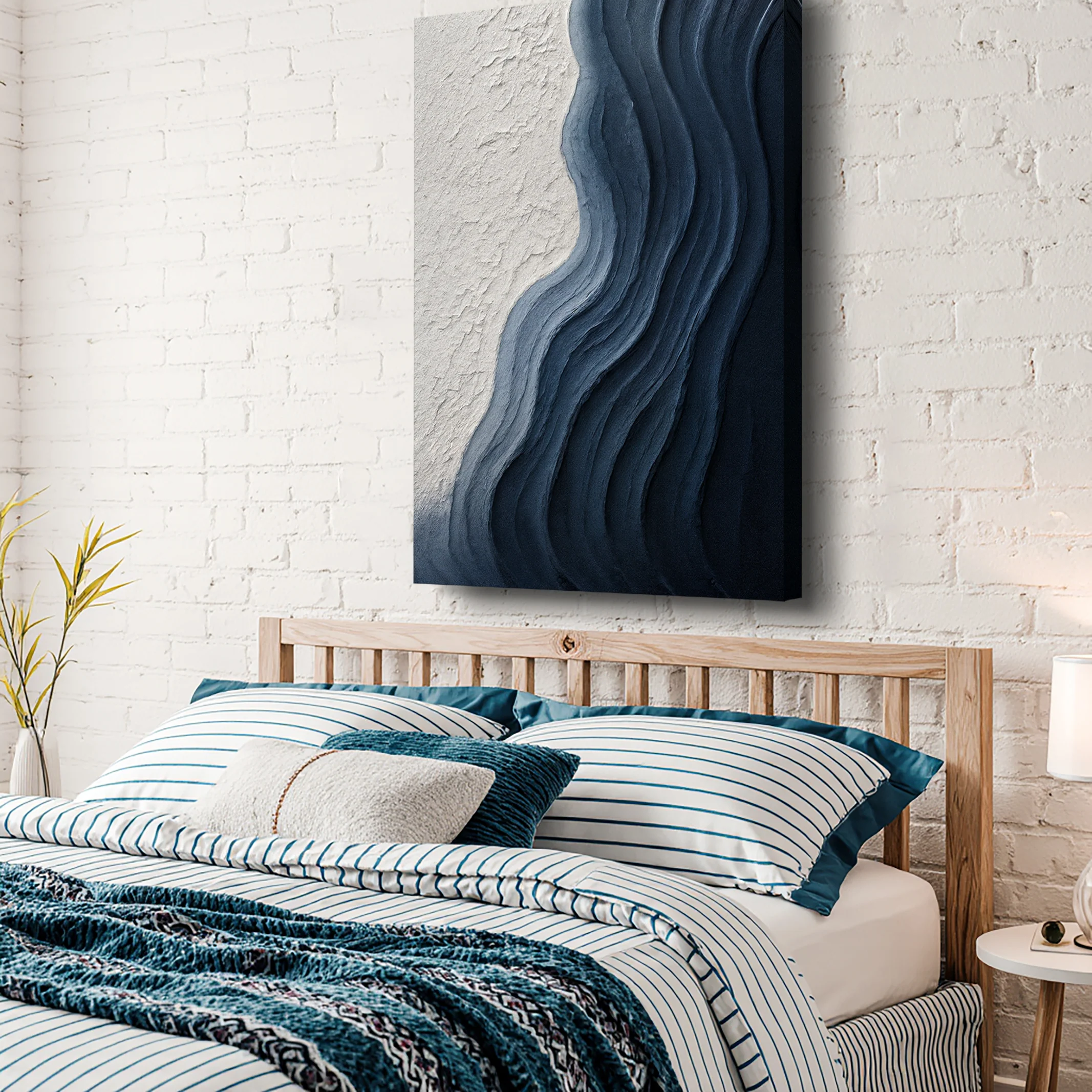 Abstract Minimalist Wave Impasto Wall Art - Image 2