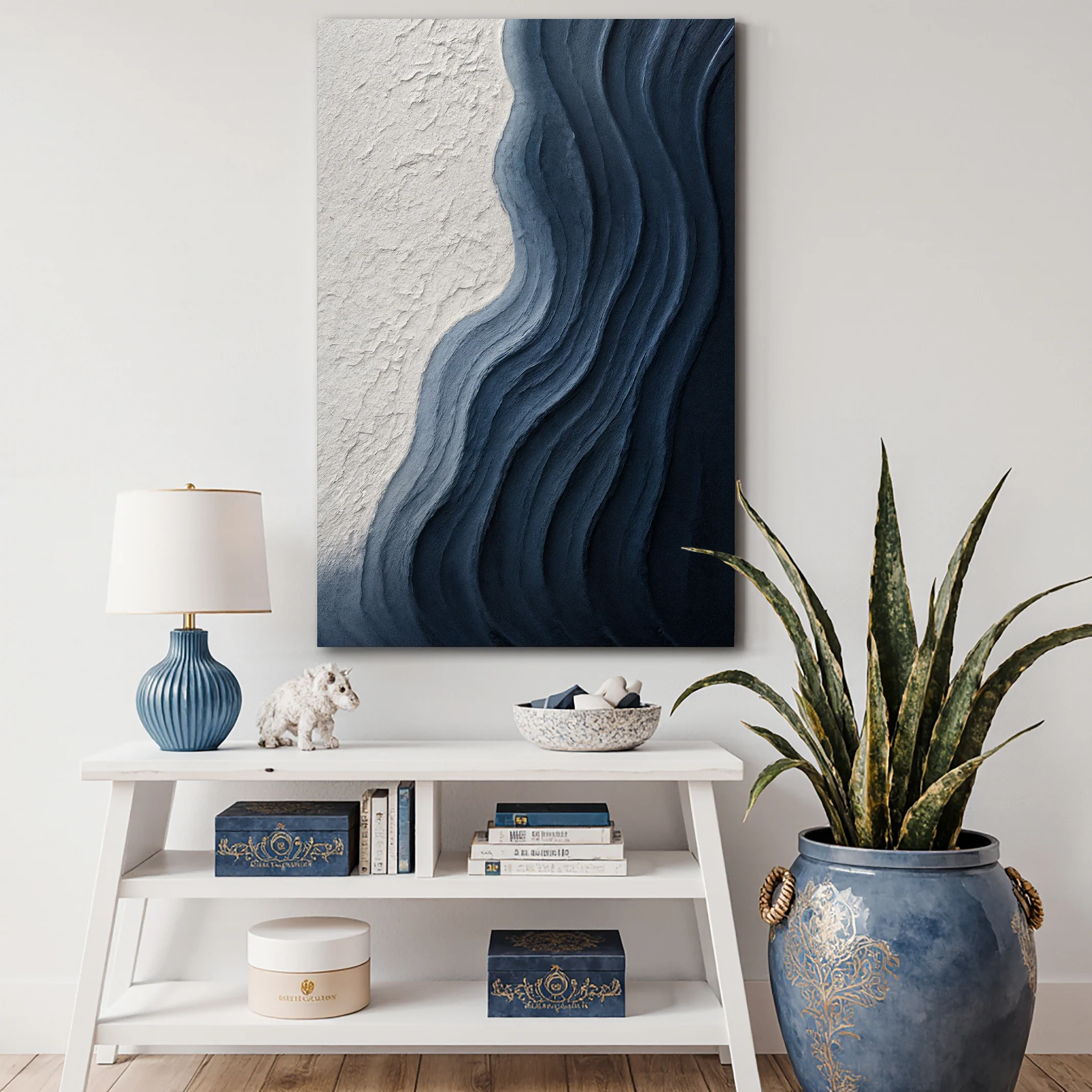 Abstract Minimalist Wave Impasto Wall Art - Image 4