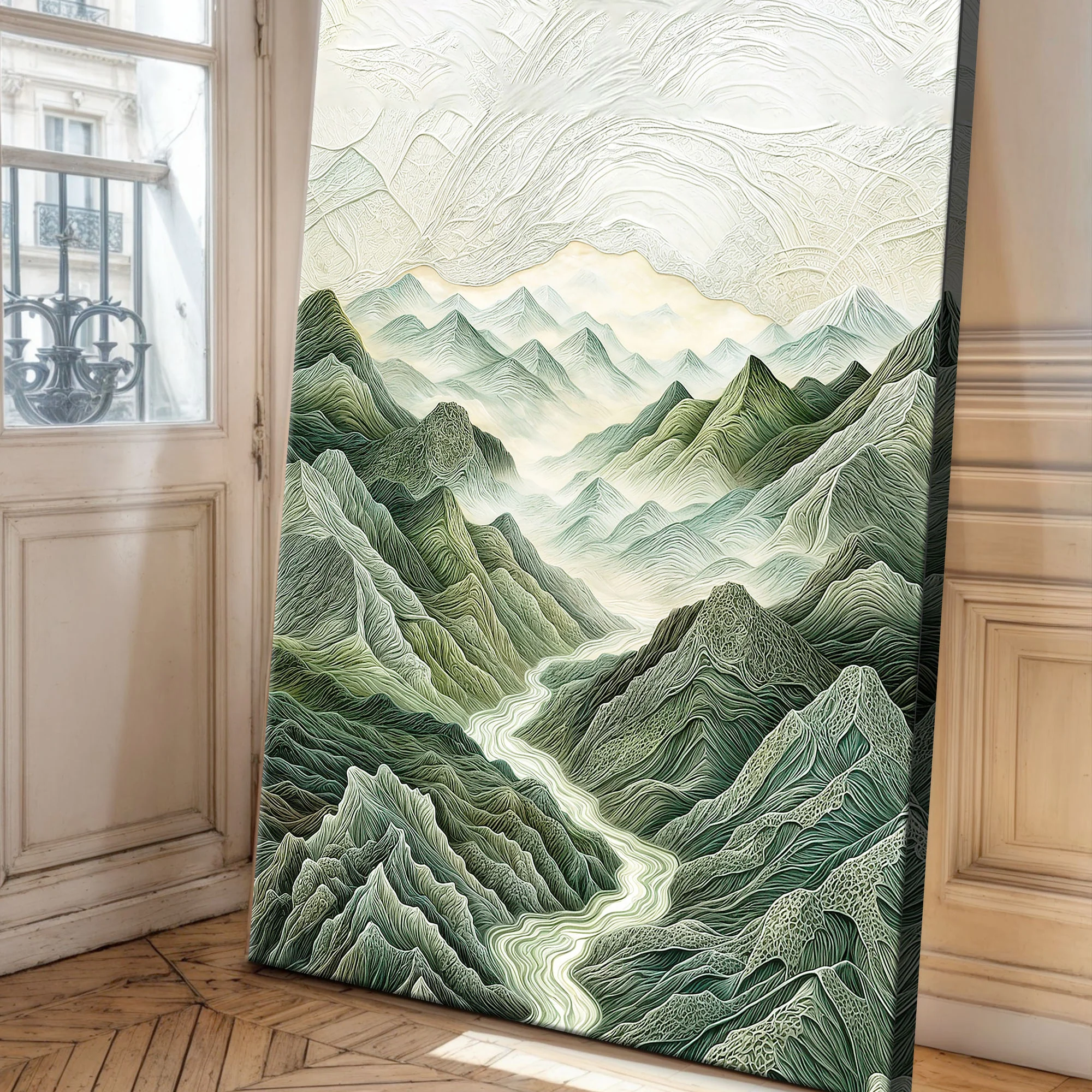 Abstract Mountain and River Landscape Wall Art - Image 5