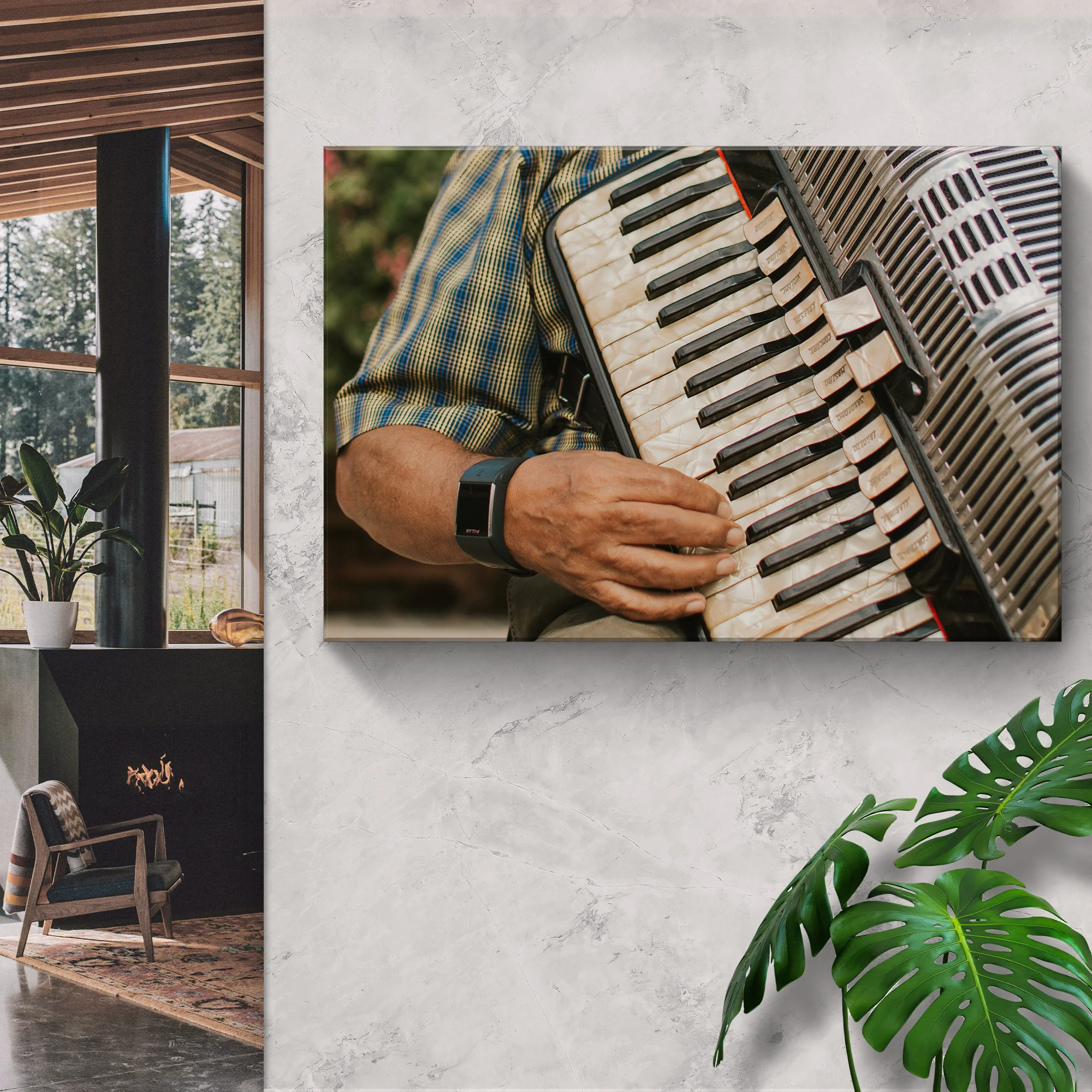 Accordion Playing Canvas Wall Art - Image 2