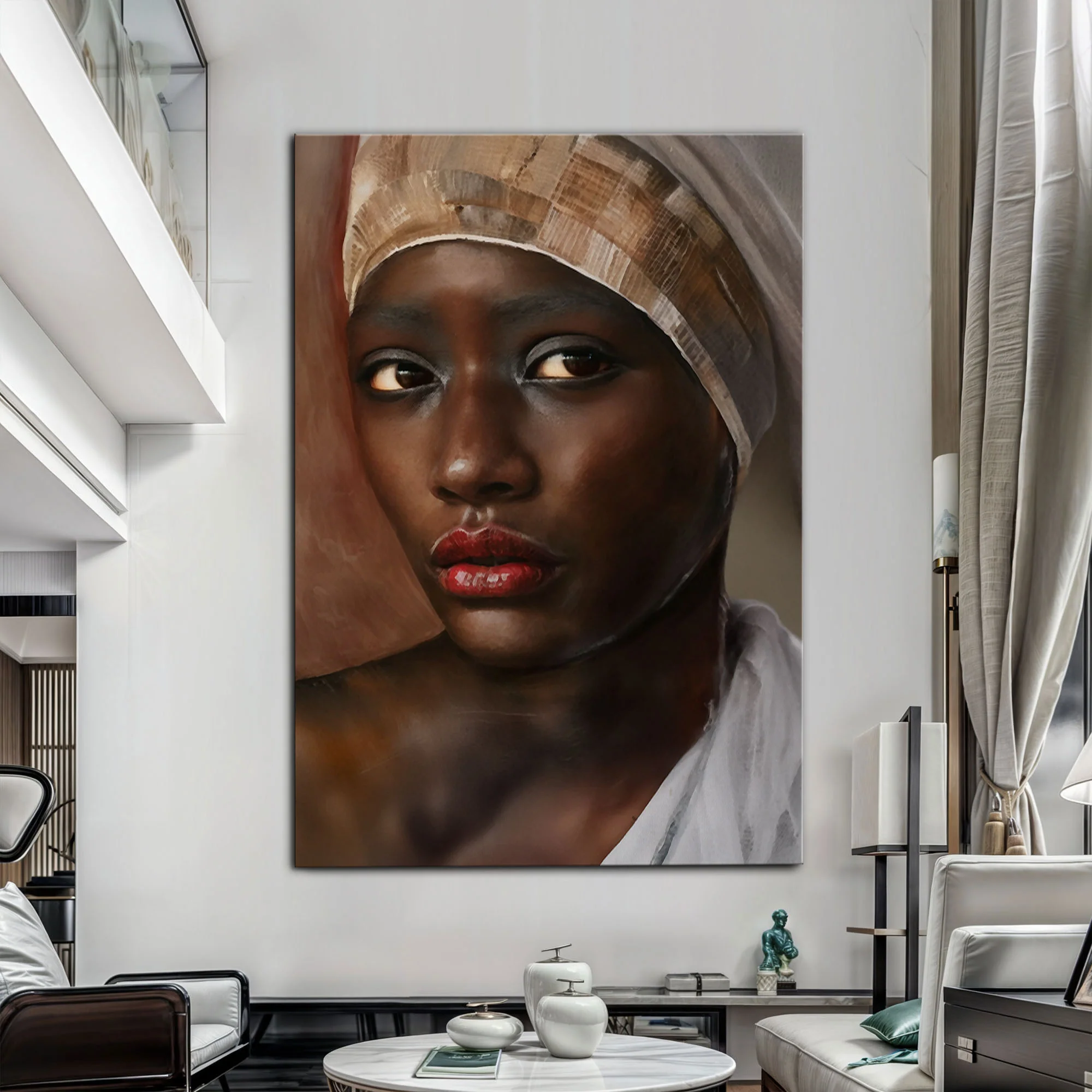 African Woman Painting Wall Art - Image 2