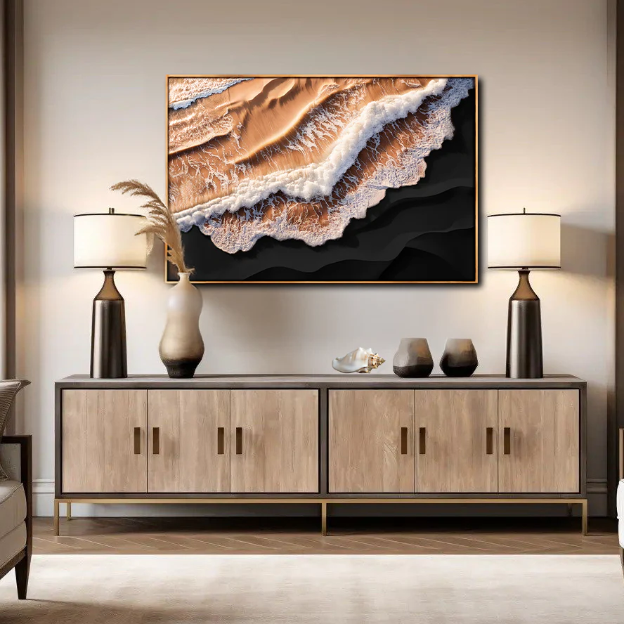 Amber Ocean Waves Wall Art - Image 3