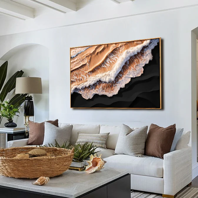 Amber Ocean Waves Wall Art - Image 4
