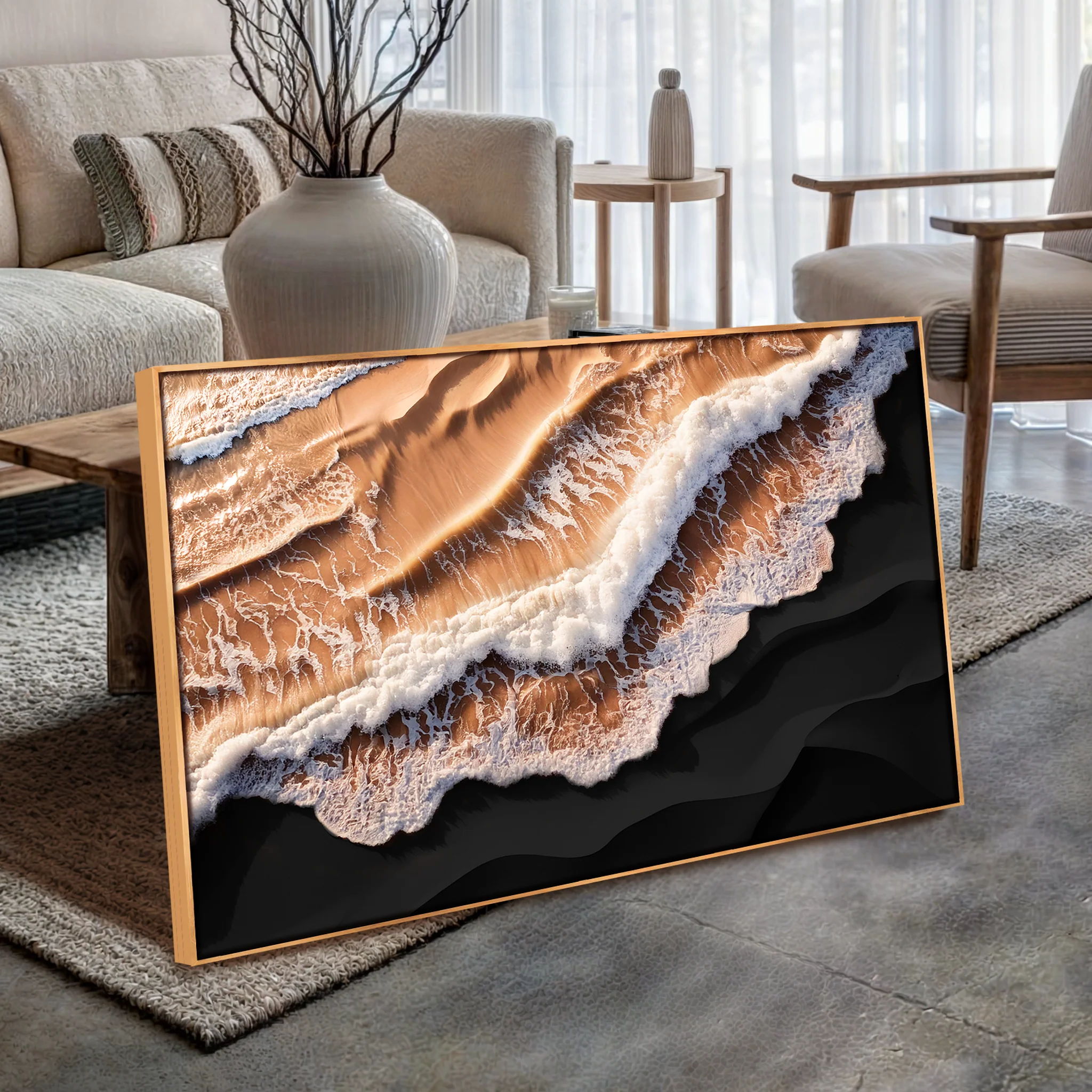 Amber Ocean Waves Wall Art - Image 5
