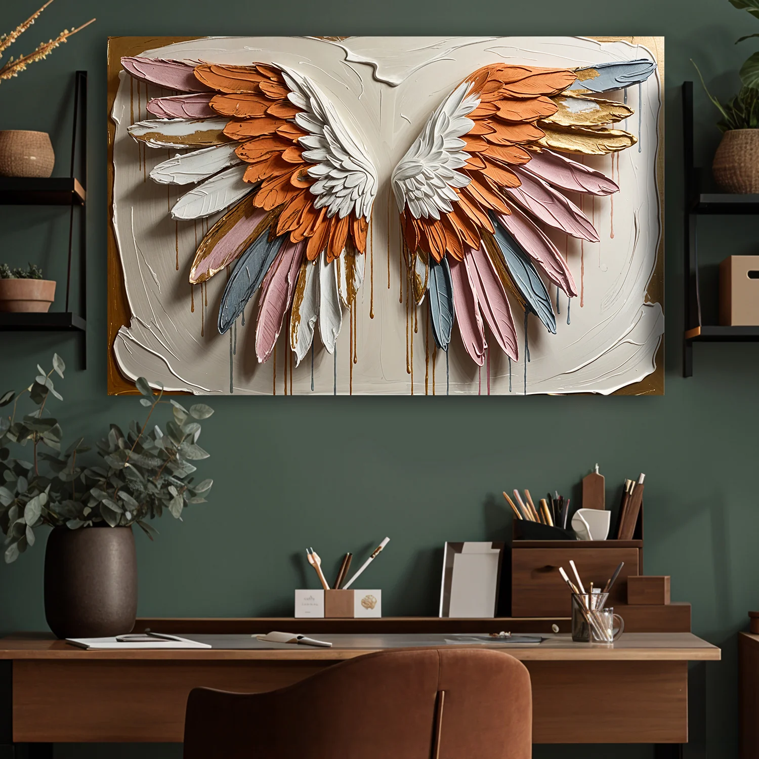 Angelic Wings Impasto Wall Art - Image 2