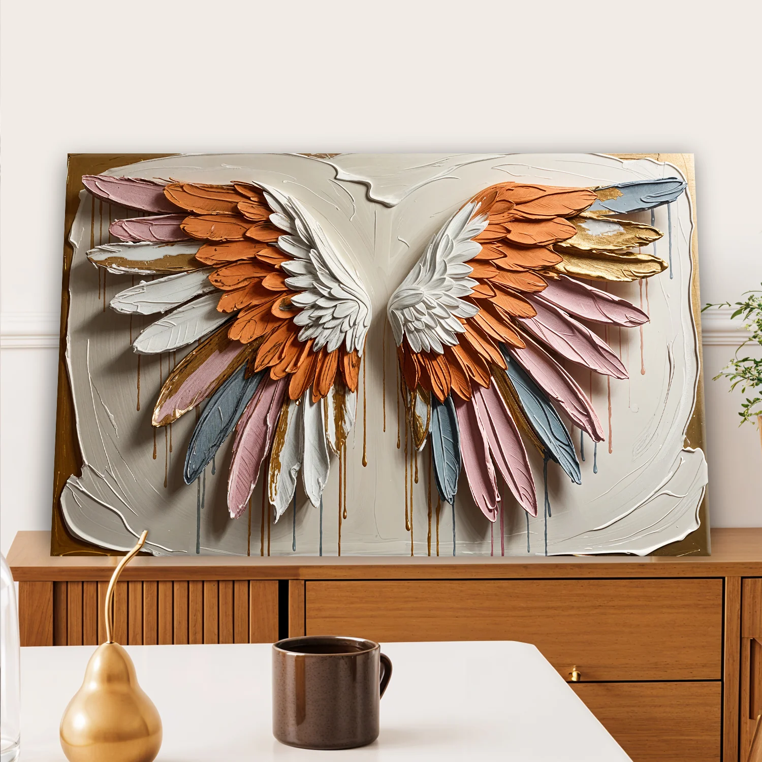 Angelic Wings Impasto Wall Art - Image 3