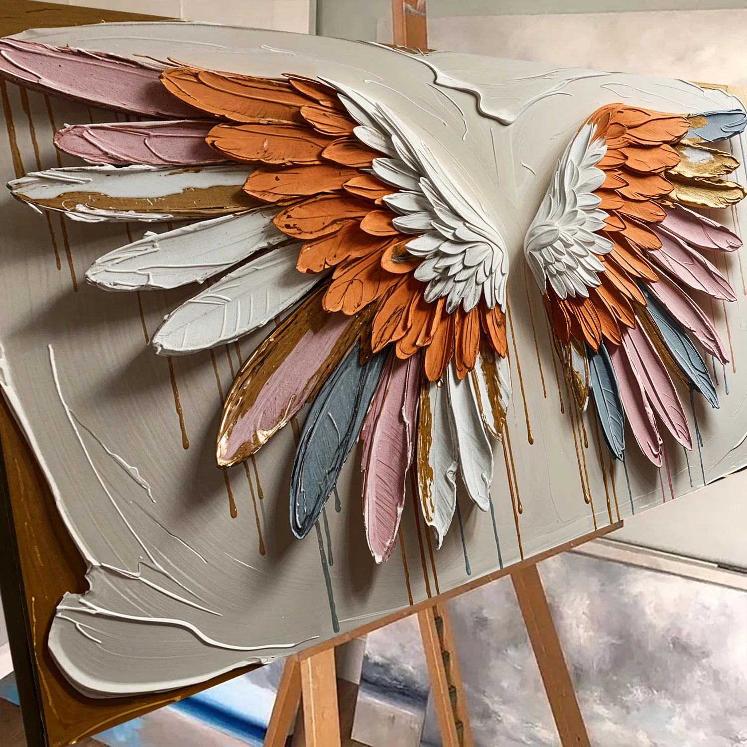 Angelic Wings Impasto Wall Art - Image 5