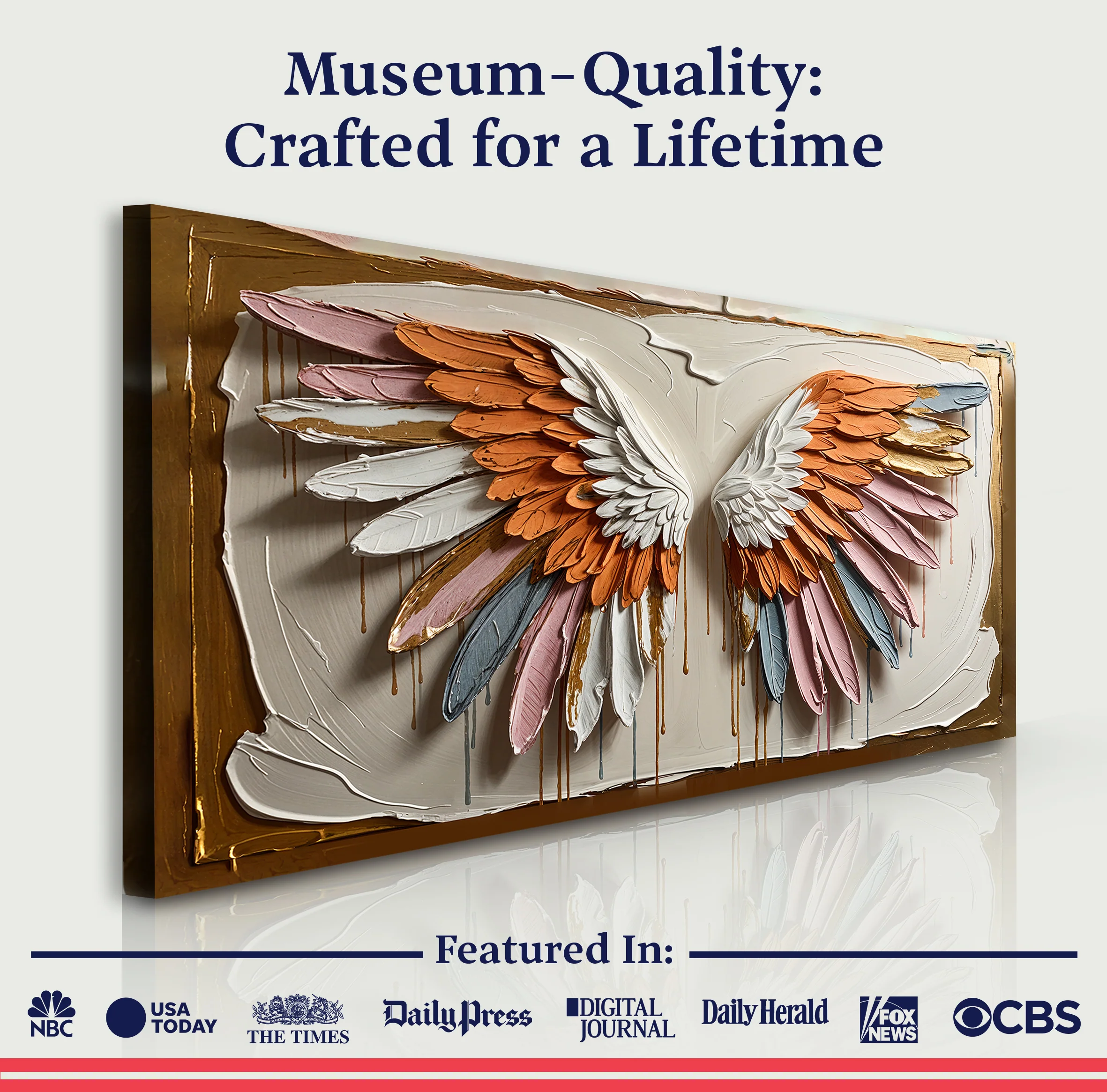 Angelic Wings Impasto Wall Art - Image 6