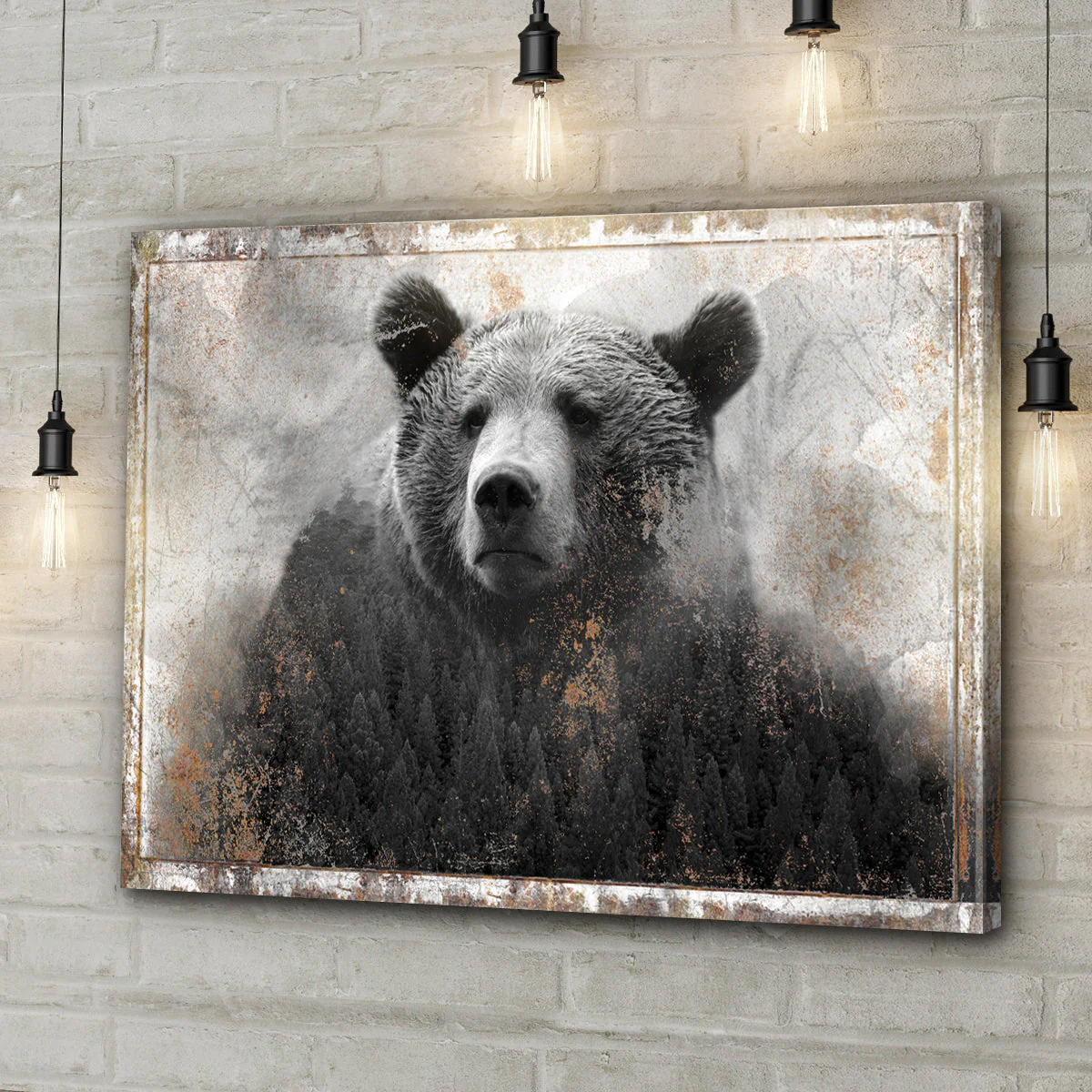 Animals Forest Bear Brown Canvas Wall Art - Image 3