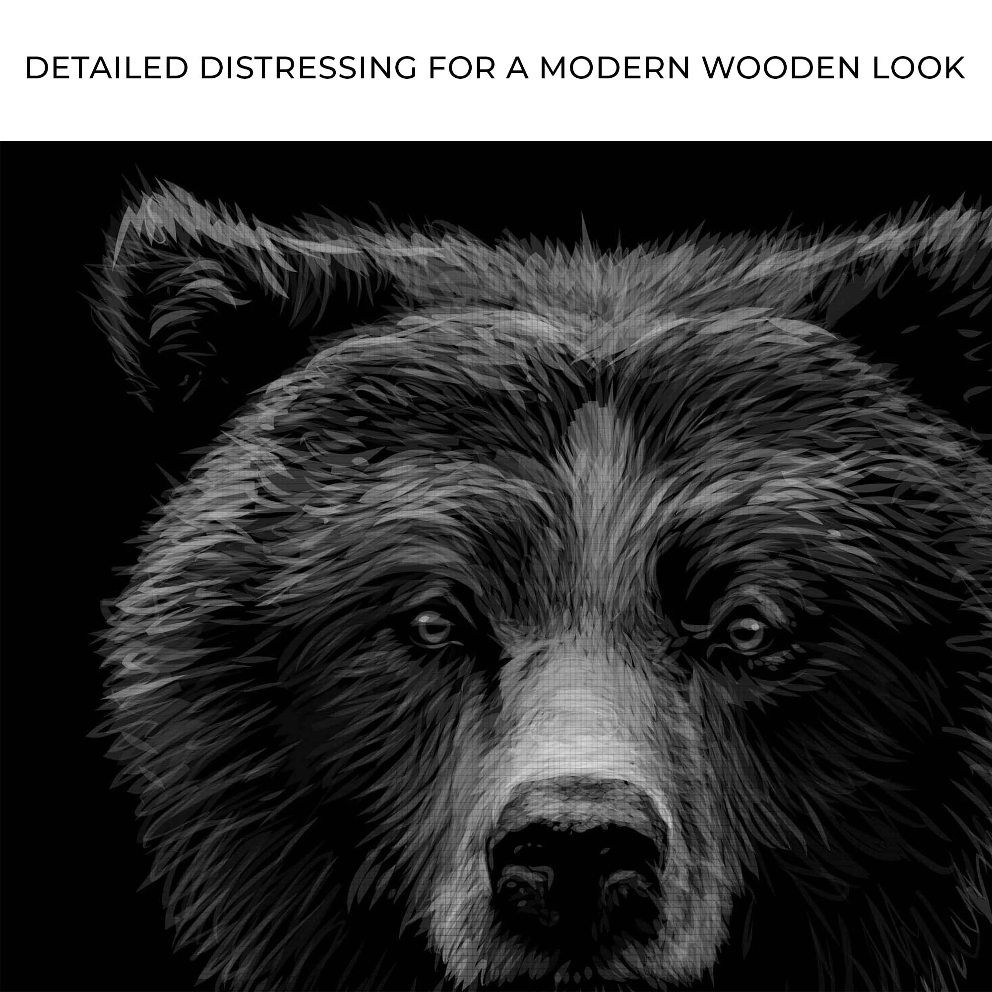 Animals Forest Bear Monochrome Canvas Wall Art - Image 4