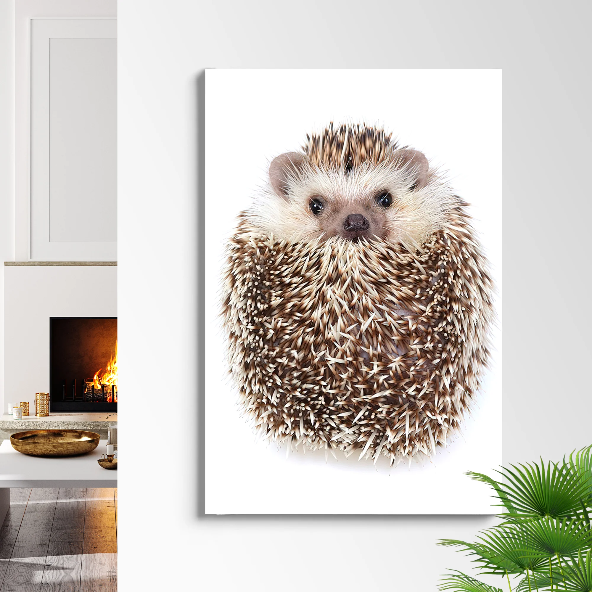 Animals Forest Hedgehog Curled Up Canvas Wall Art - Image 2