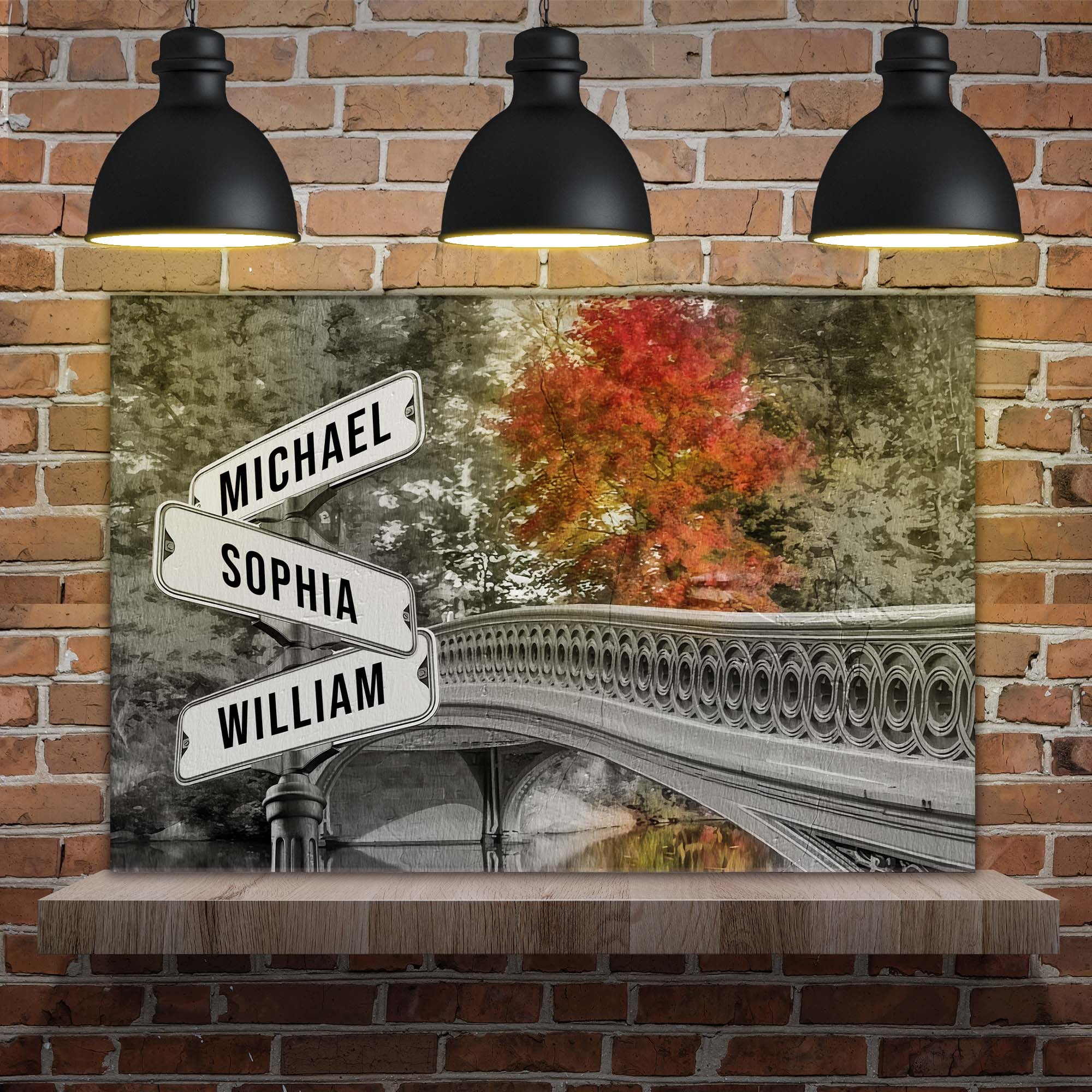 Autumn Bridge Family Names Sign - Image 2