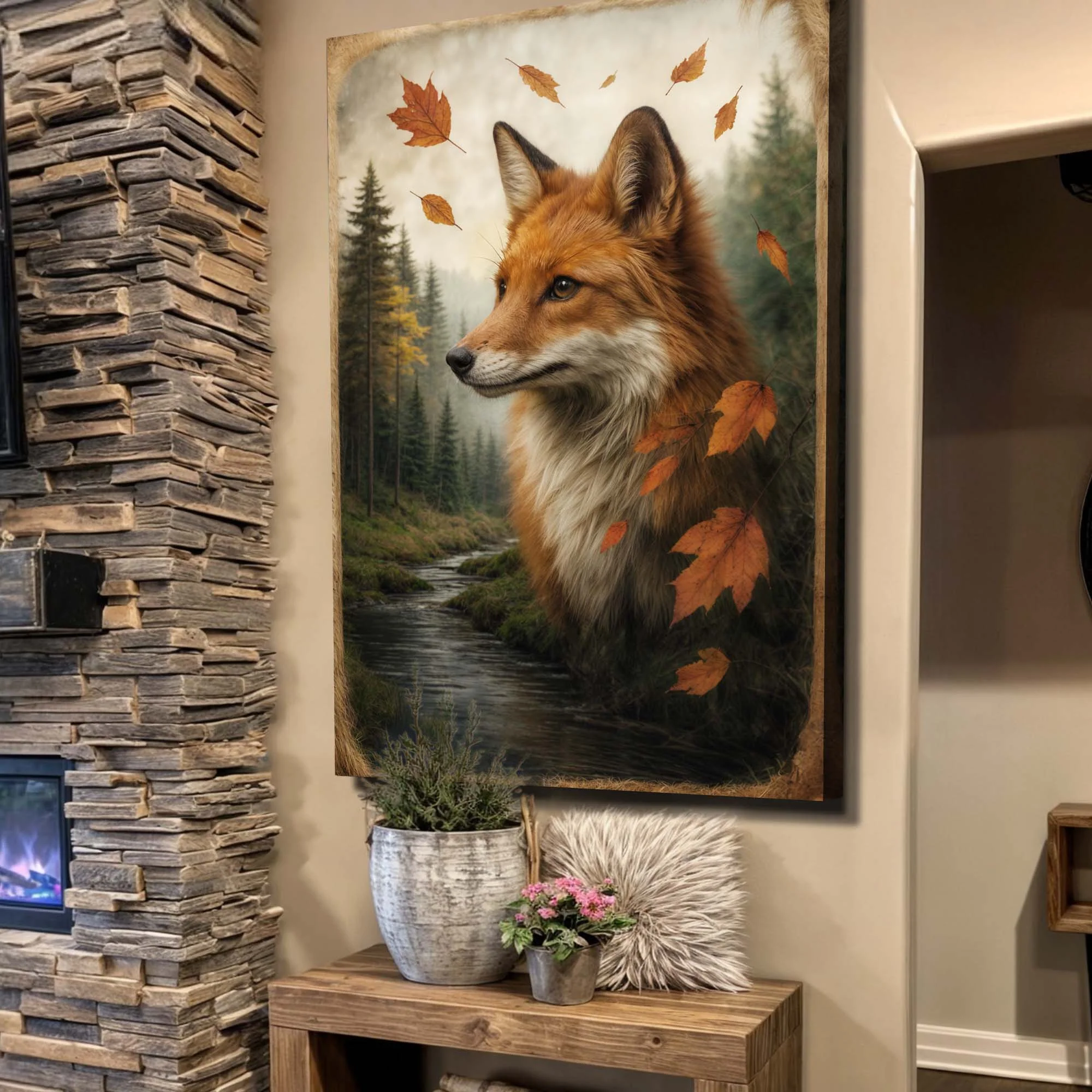 Autumn Fox Double Exposure Wall Art - Image 2