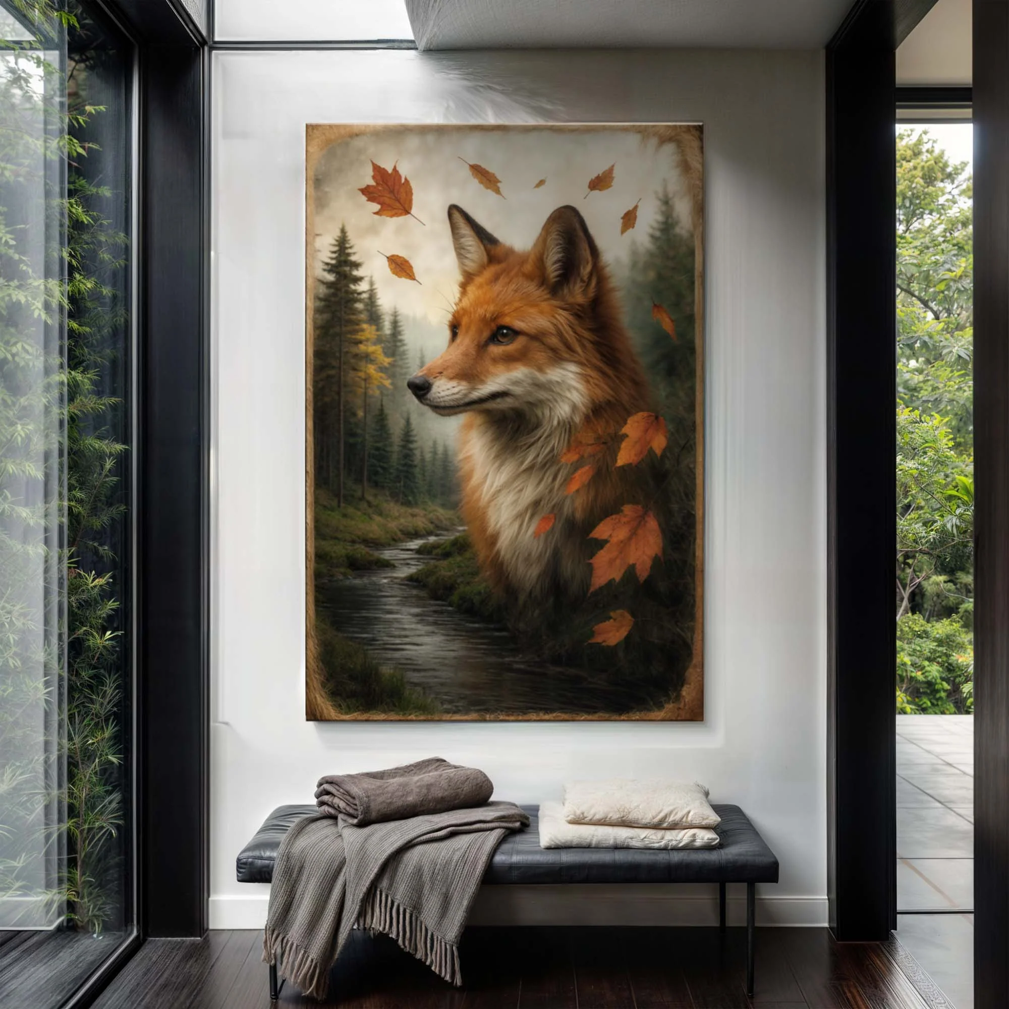 Autumn Fox Double Exposure Wall Art - Image 3