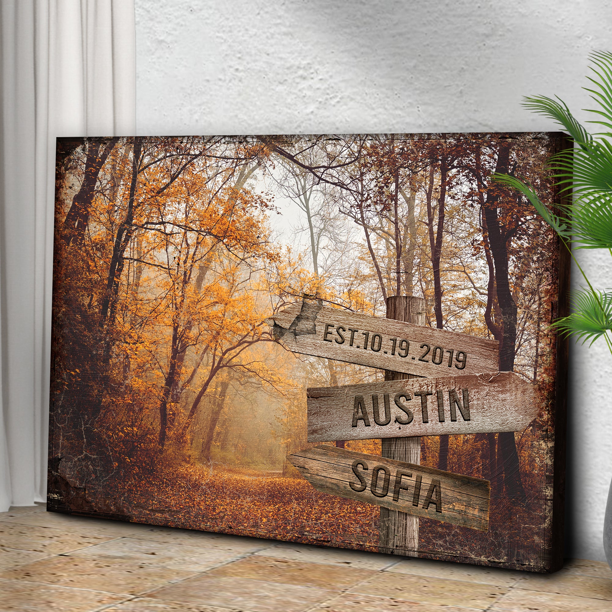 Autumn Road Couple Name Sign - Image 2