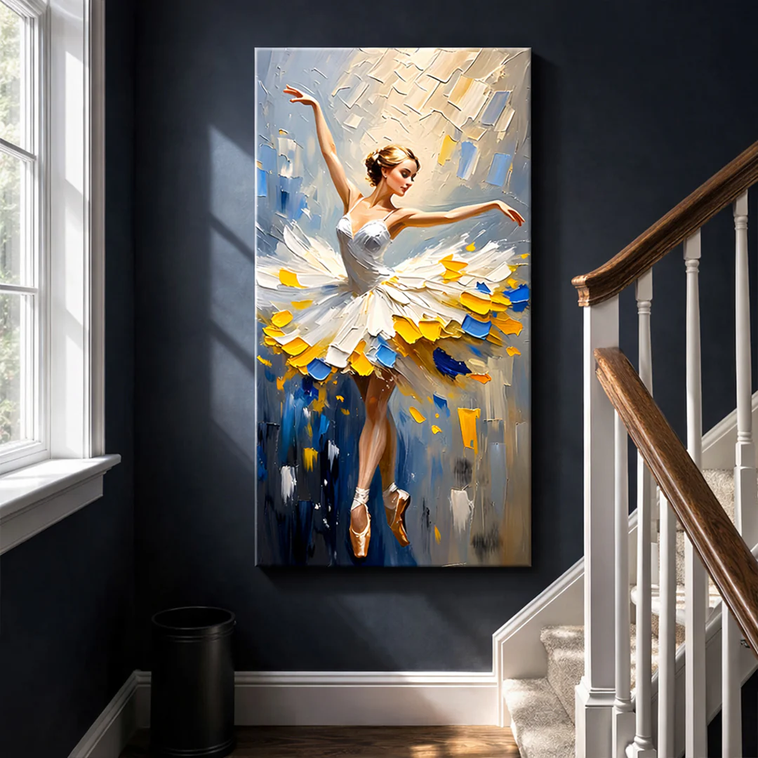 Ballerina in Blue & Gold Wall Art - Image 2