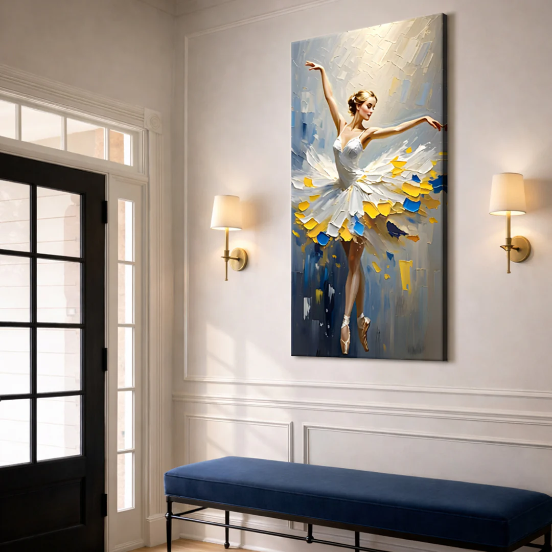 Ballerina in Blue & Gold Wall Art - Image 3