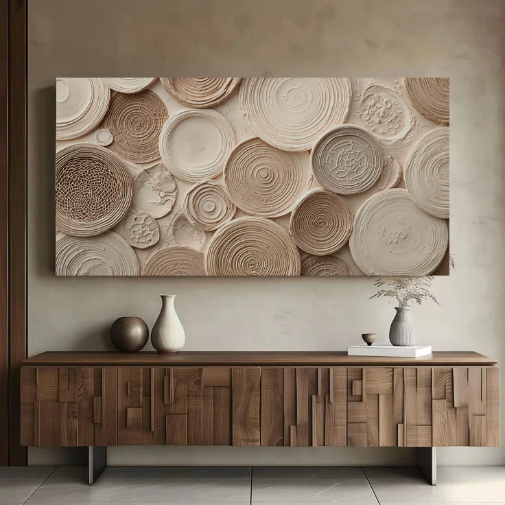 Beige Mirage Rings Abstract Wall Art - Image 3