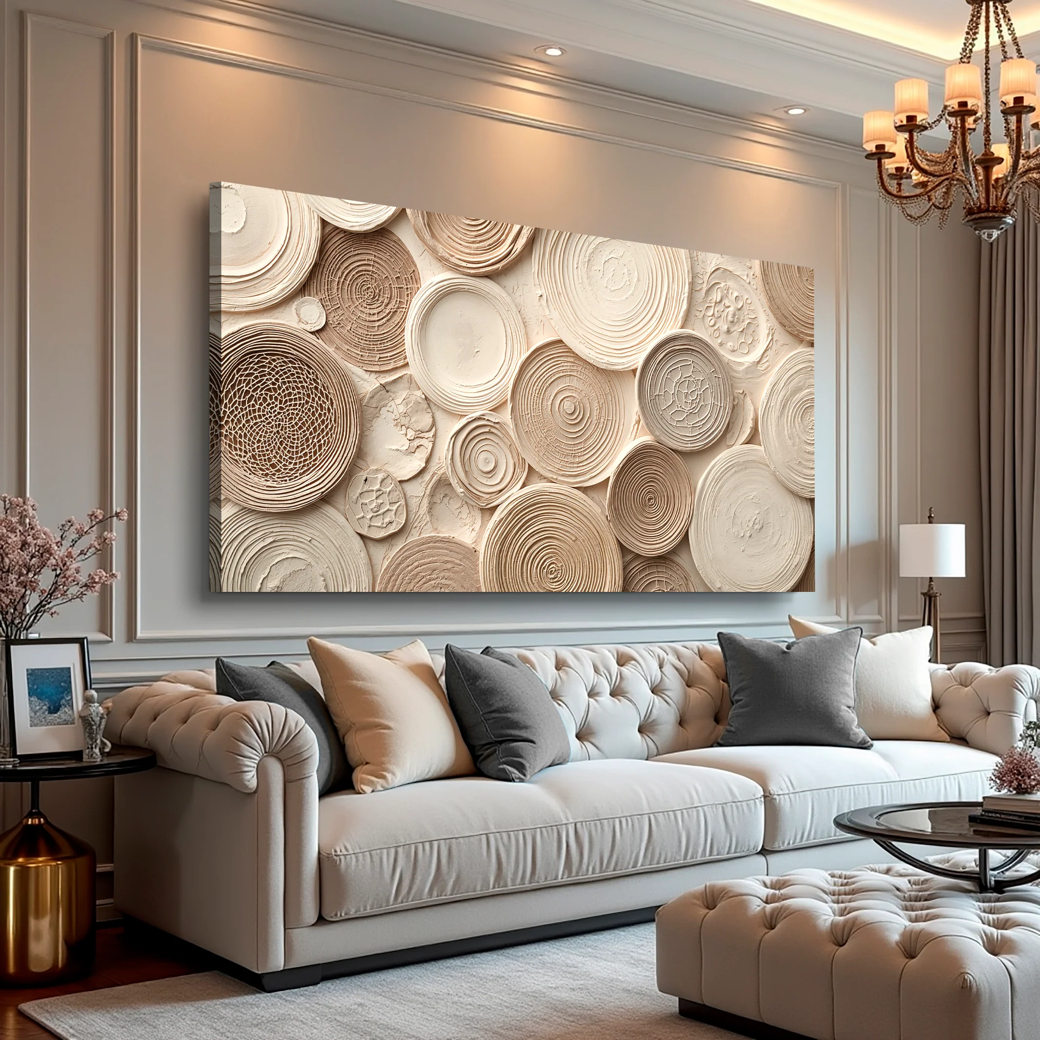 Beige Mirage Rings Abstract Wall Art - Image 4