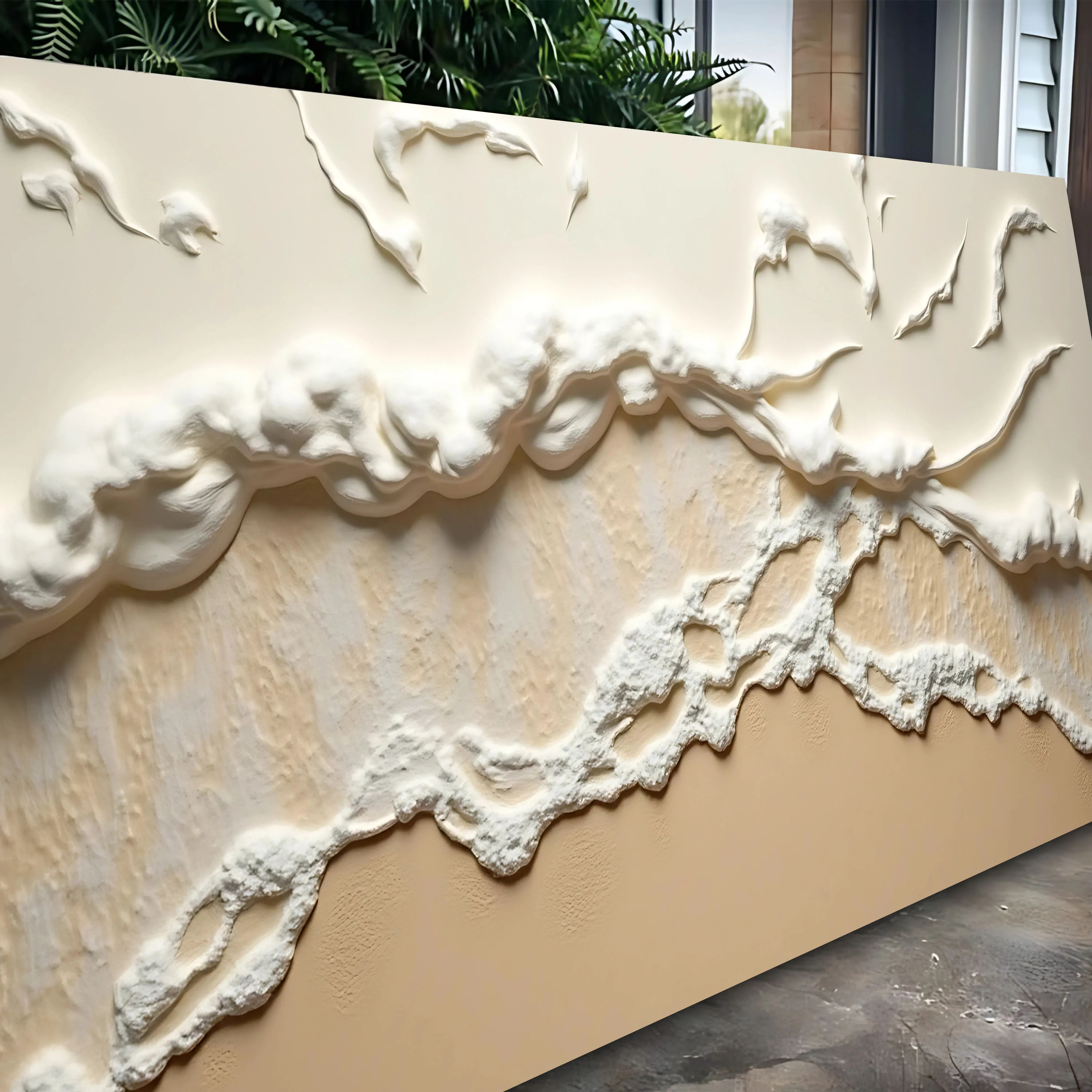 Beige Abstract Ocean Waves Wall Art - Image 3
