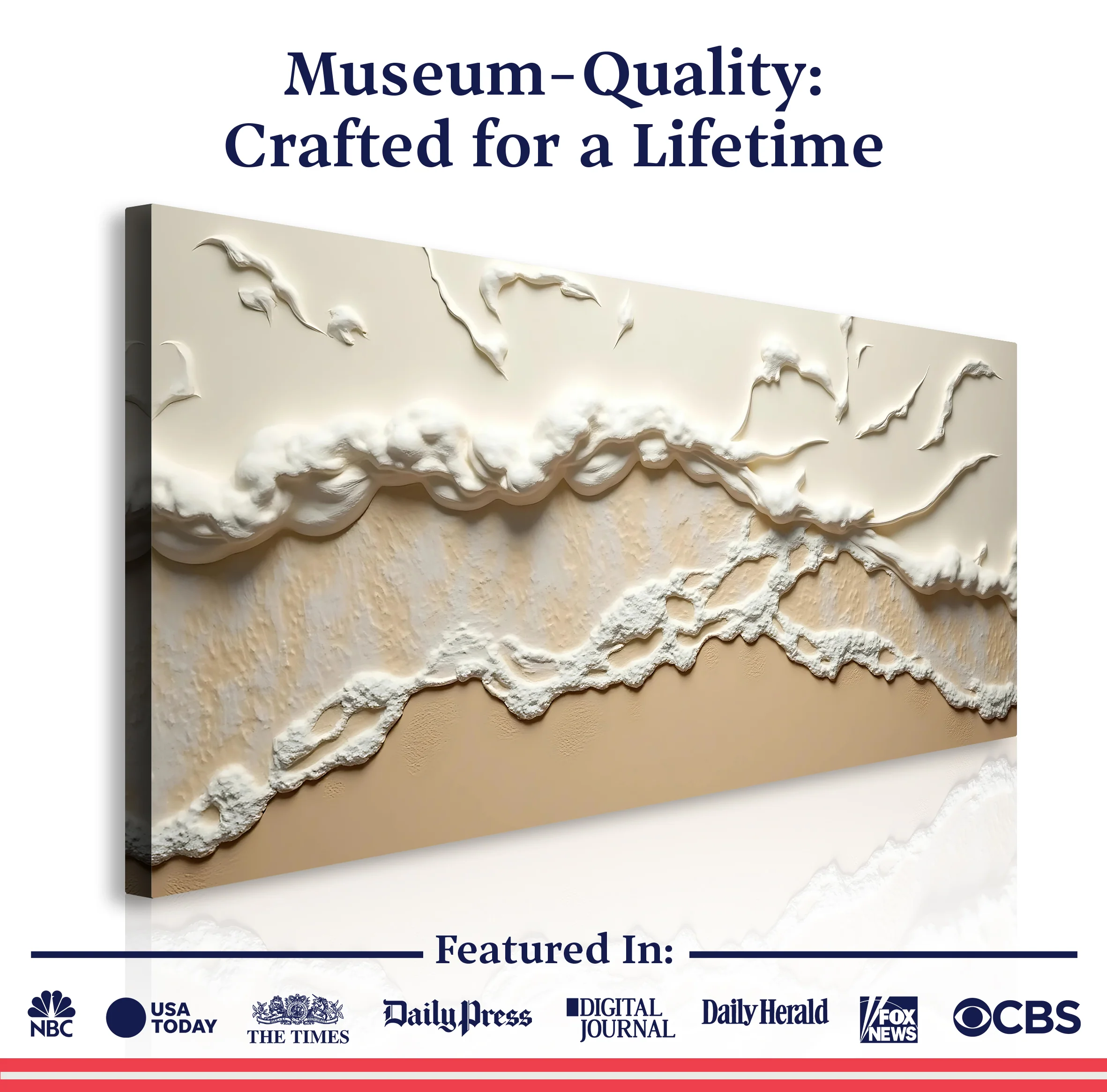 Beige Abstract Ocean Waves Wall Art - Image 6