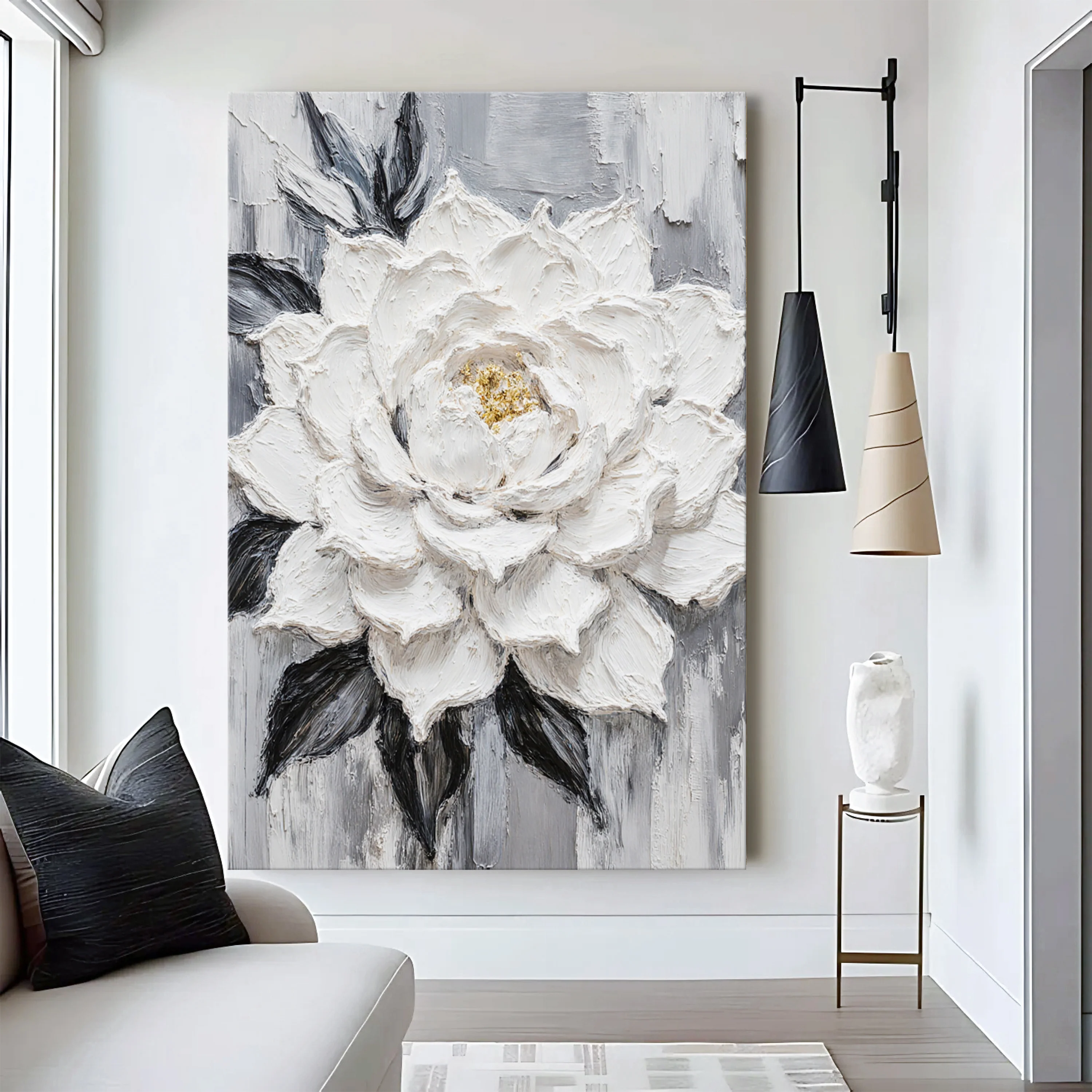 Black and White Floral Wall Art - Image 5