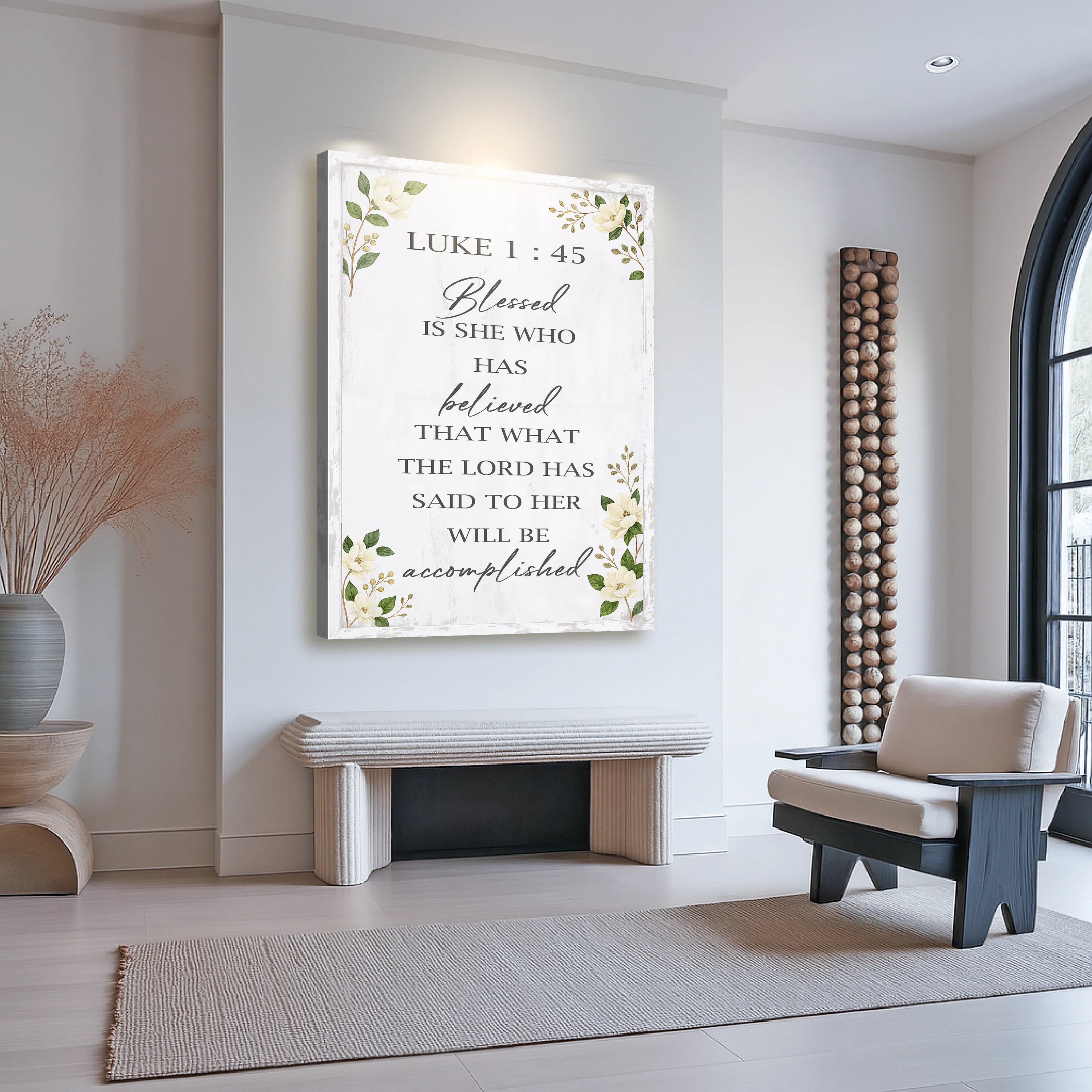 Blessed Is She Who Has Believed - Luke 1:45 Faith Wall Art II - Image 2