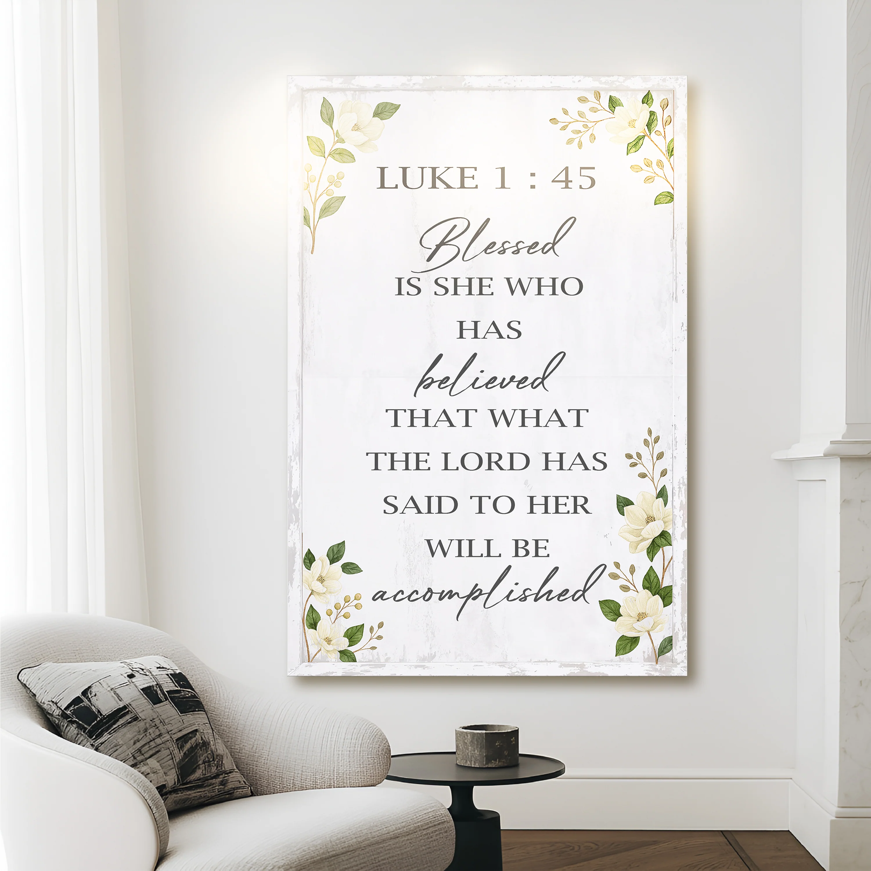 Blessed Is She Who Has Believed - Luke 1:45 Faith Wall Art II - Image 3