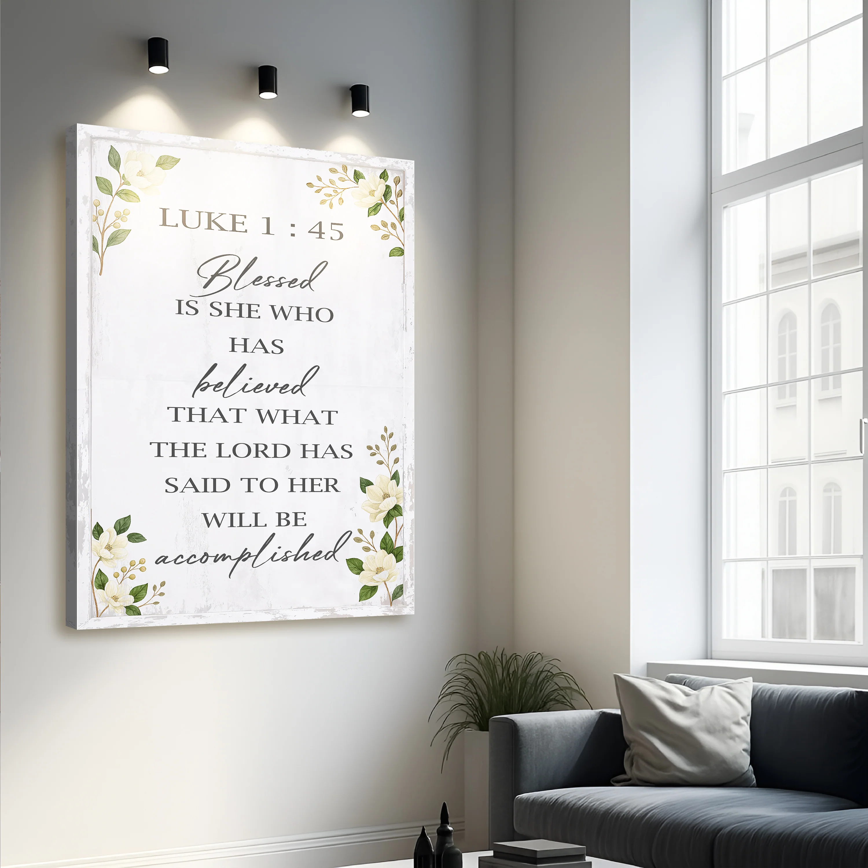 Blessed Is She Who Has Believed - Luke 1:45 Faith Wall Art II - Image 4