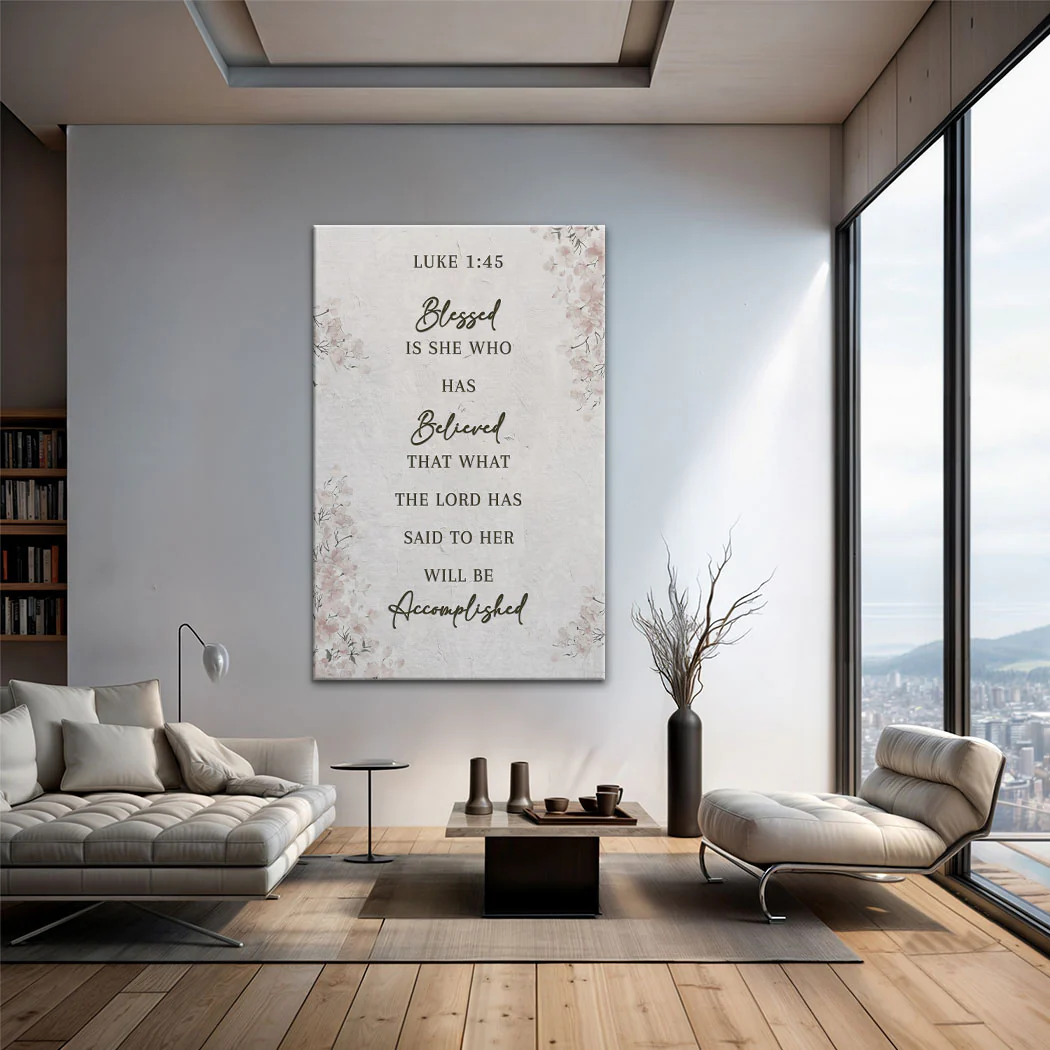 Blessed Is She Who Has Believed - Luke 1:45 Faith Wall Art III - Image 3