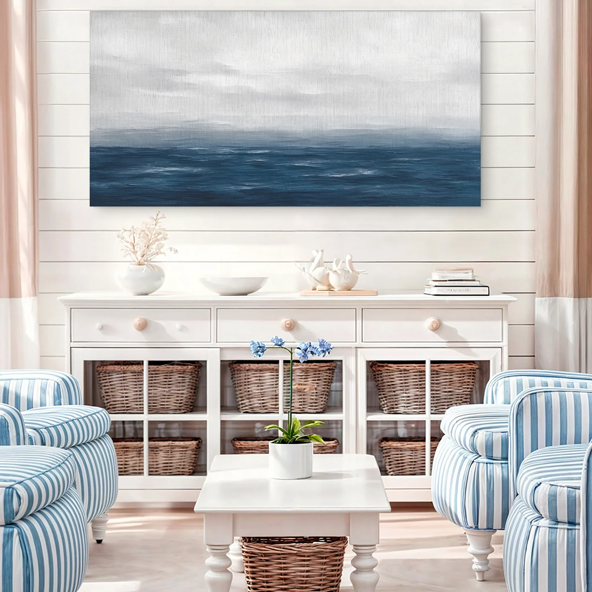 Blue Ocean Abstract Wall Art - Image 3