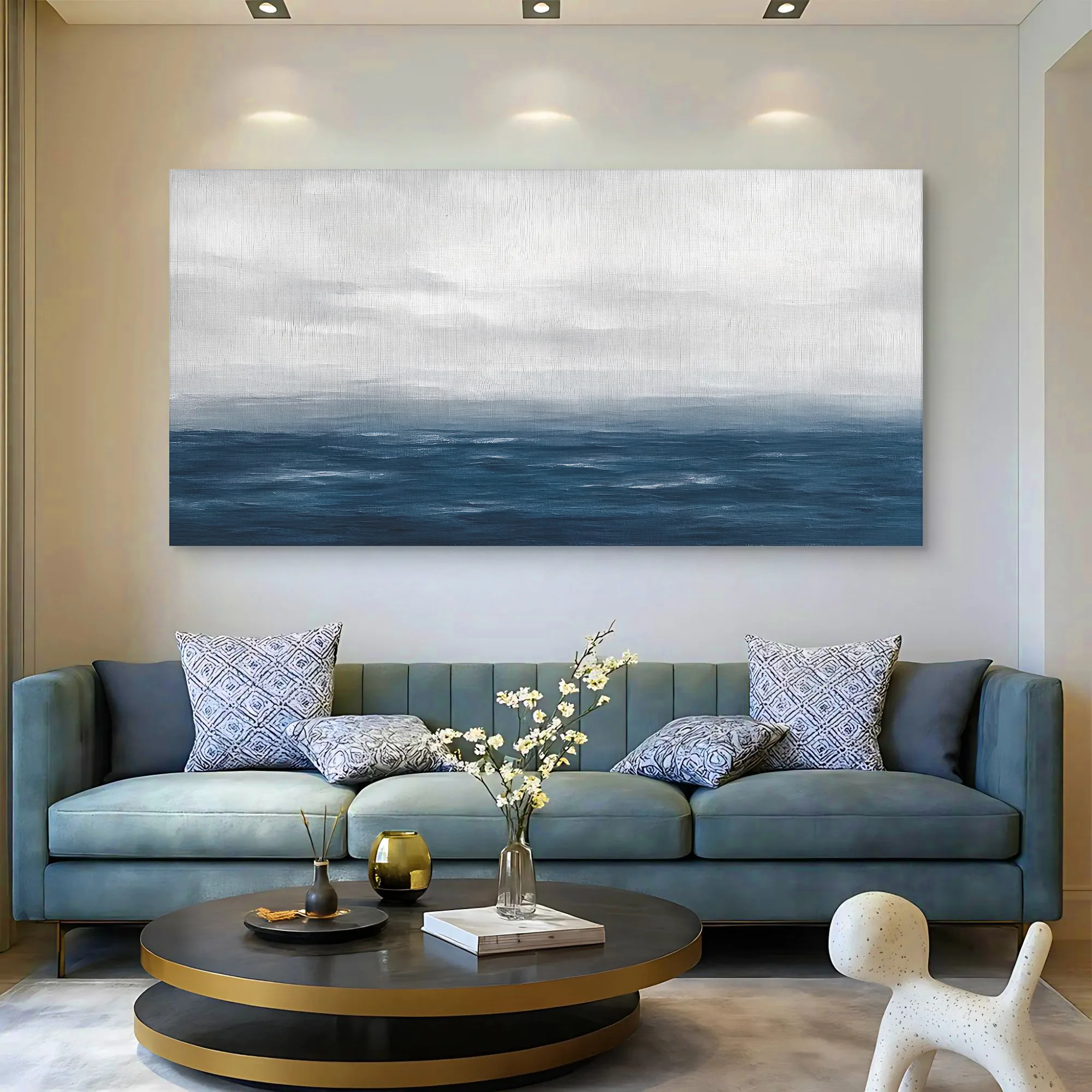 Blue Ocean Abstract Wall Art - Image 4