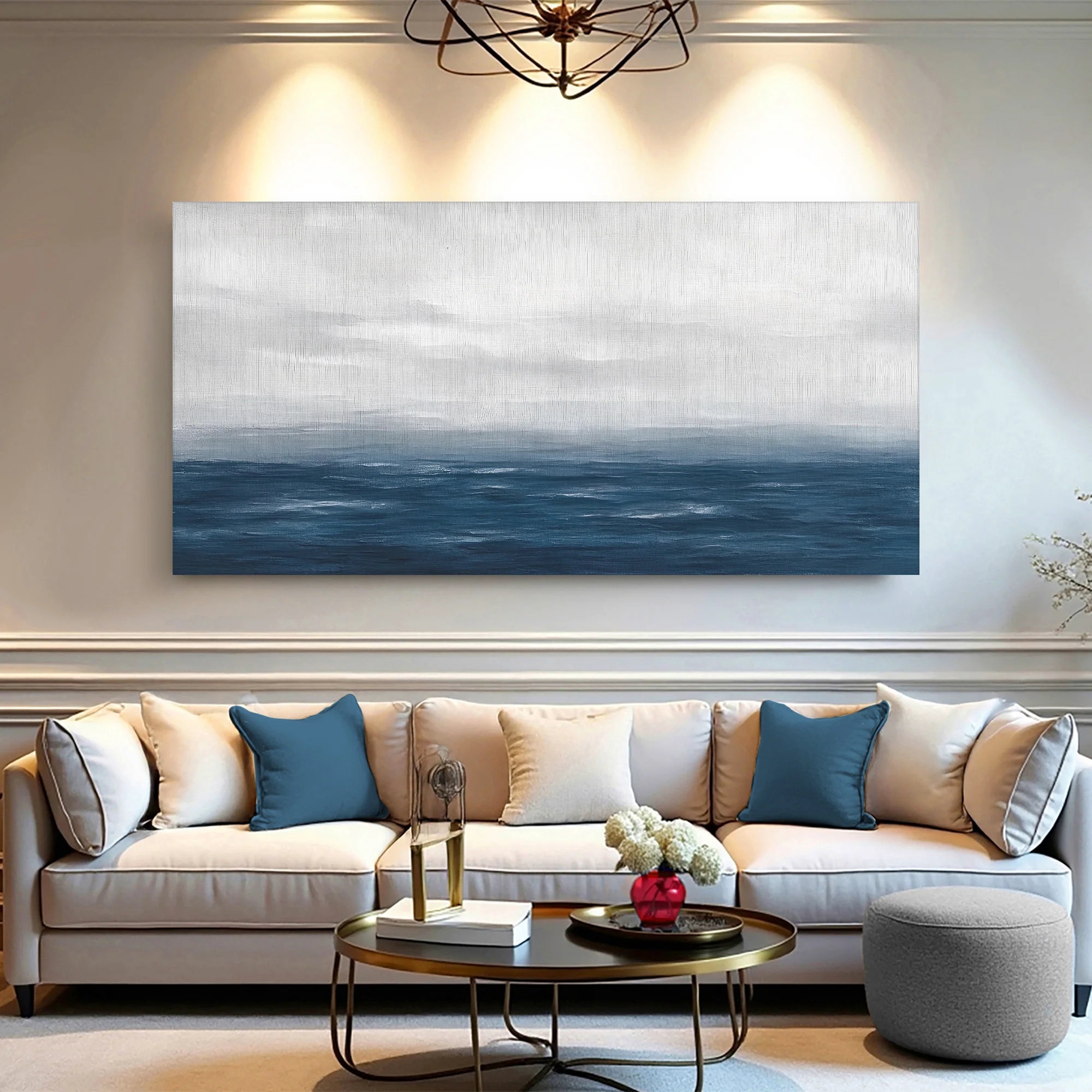 Blue Ocean Abstract Wall Art - Image 5