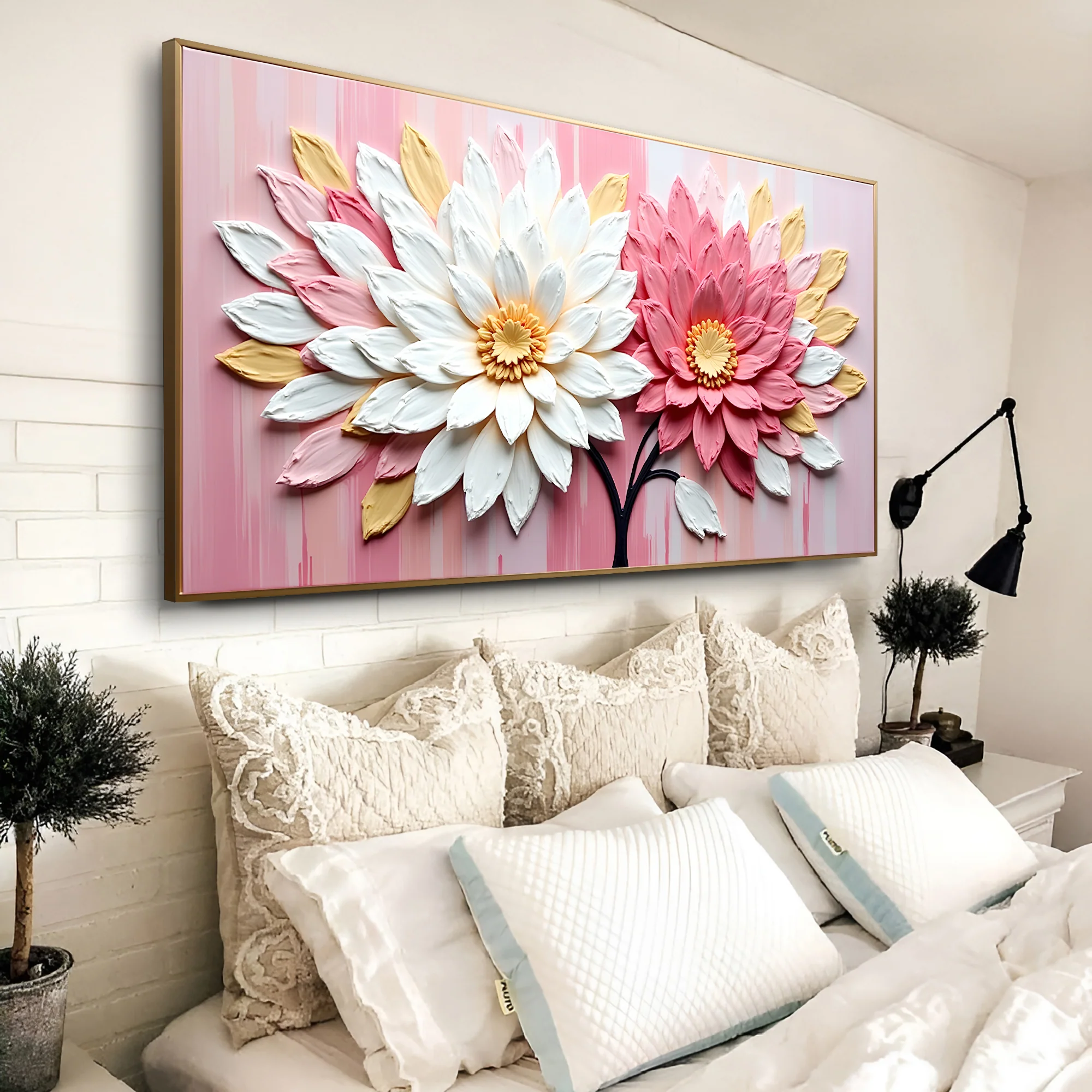Blushing Blooms Pink Impasto Wall Art - Image 2